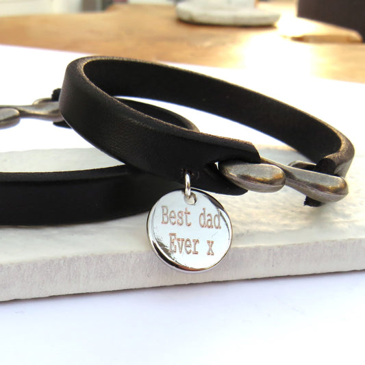 Personalised Men's Leather Strap Bracelet