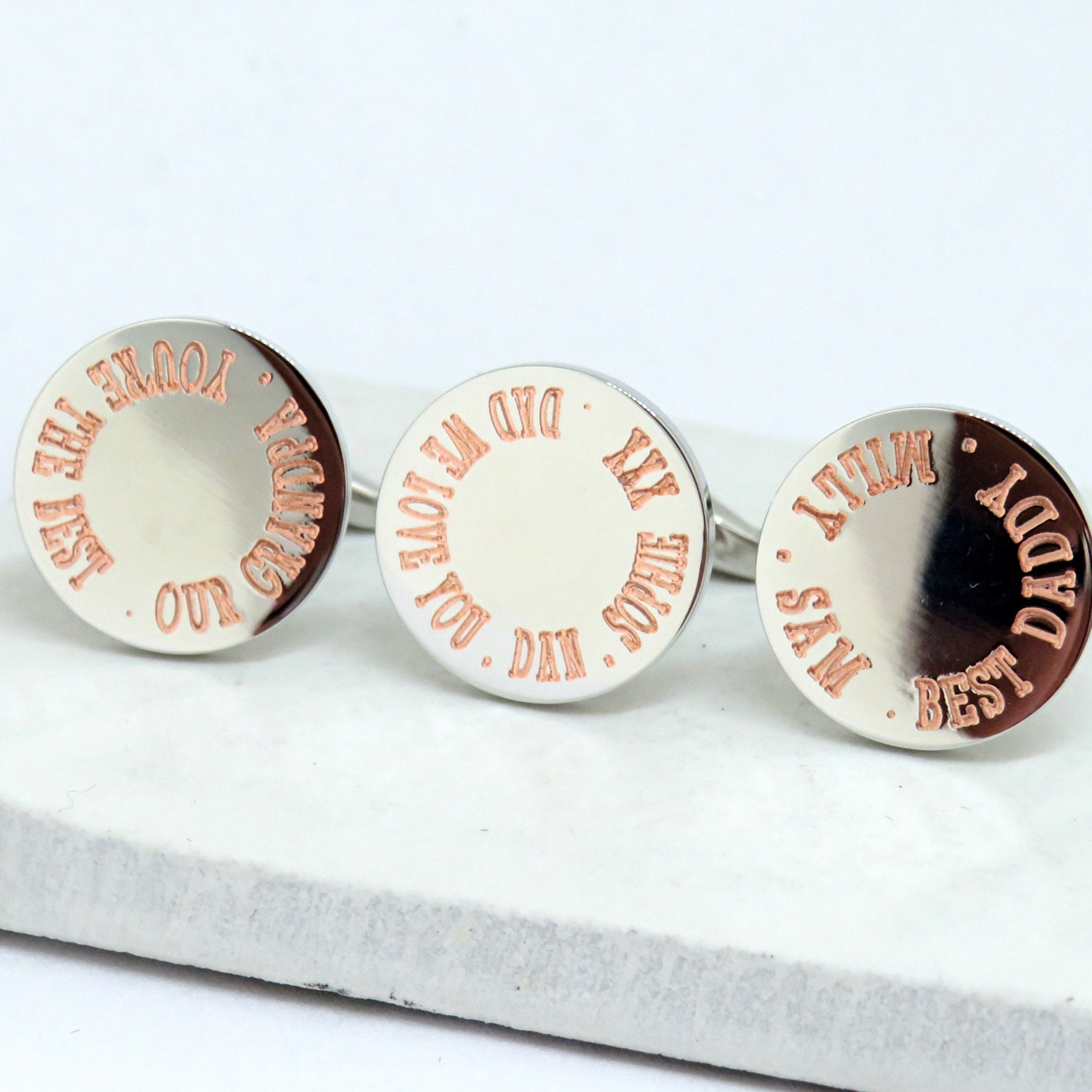 Personalised Border Round Cufflinks - Message