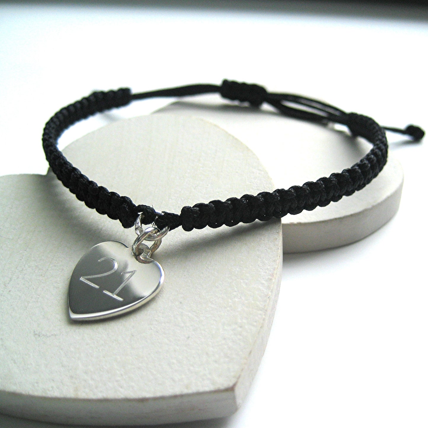 Personalised Heart Charm Friendship Bracelet