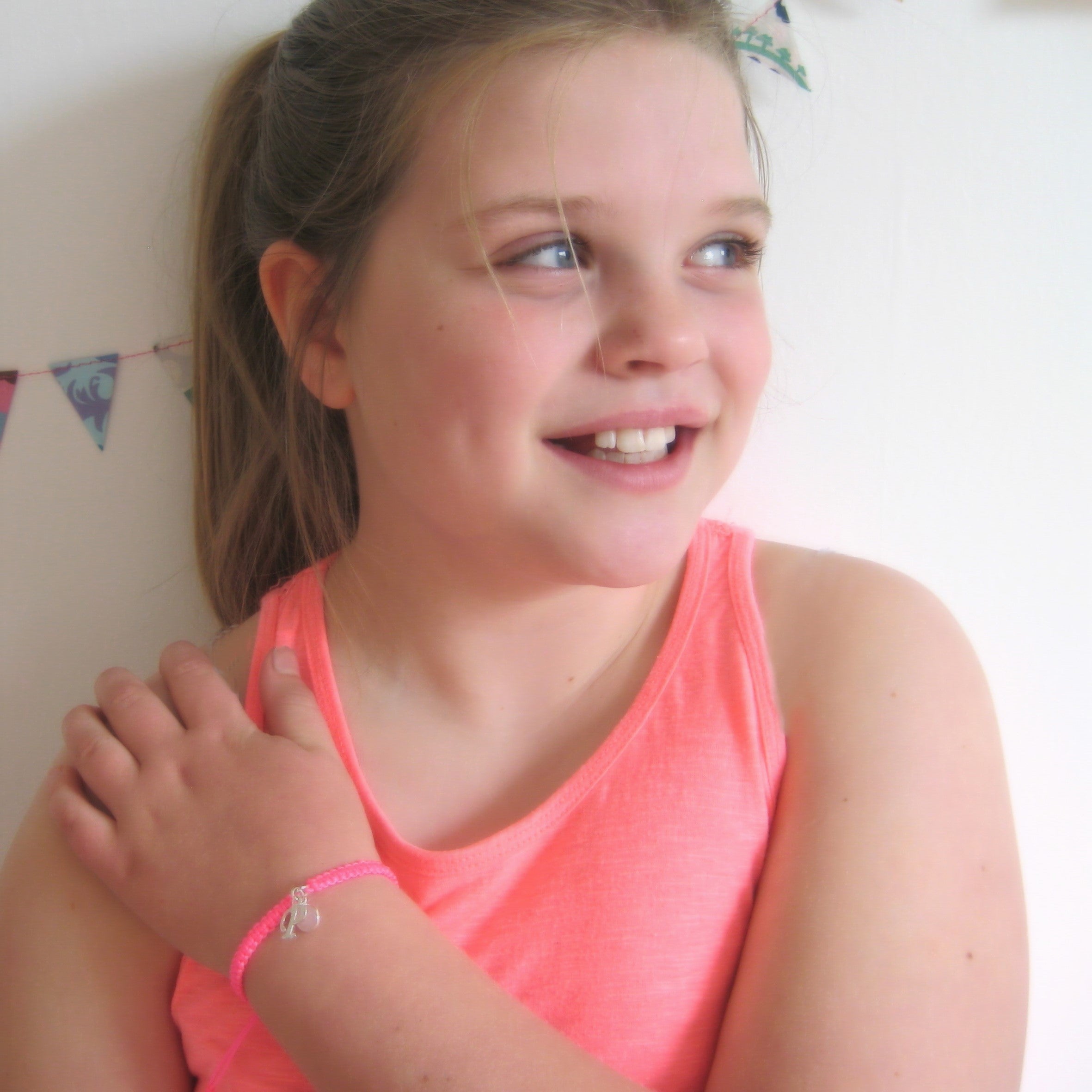 Personalised Girls Friendship Bracelet - Initial & Birthstone