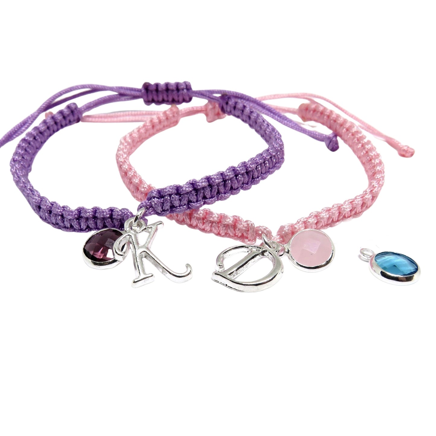 Personalised Girls Friendship Bracelet - Initial & Birthstone