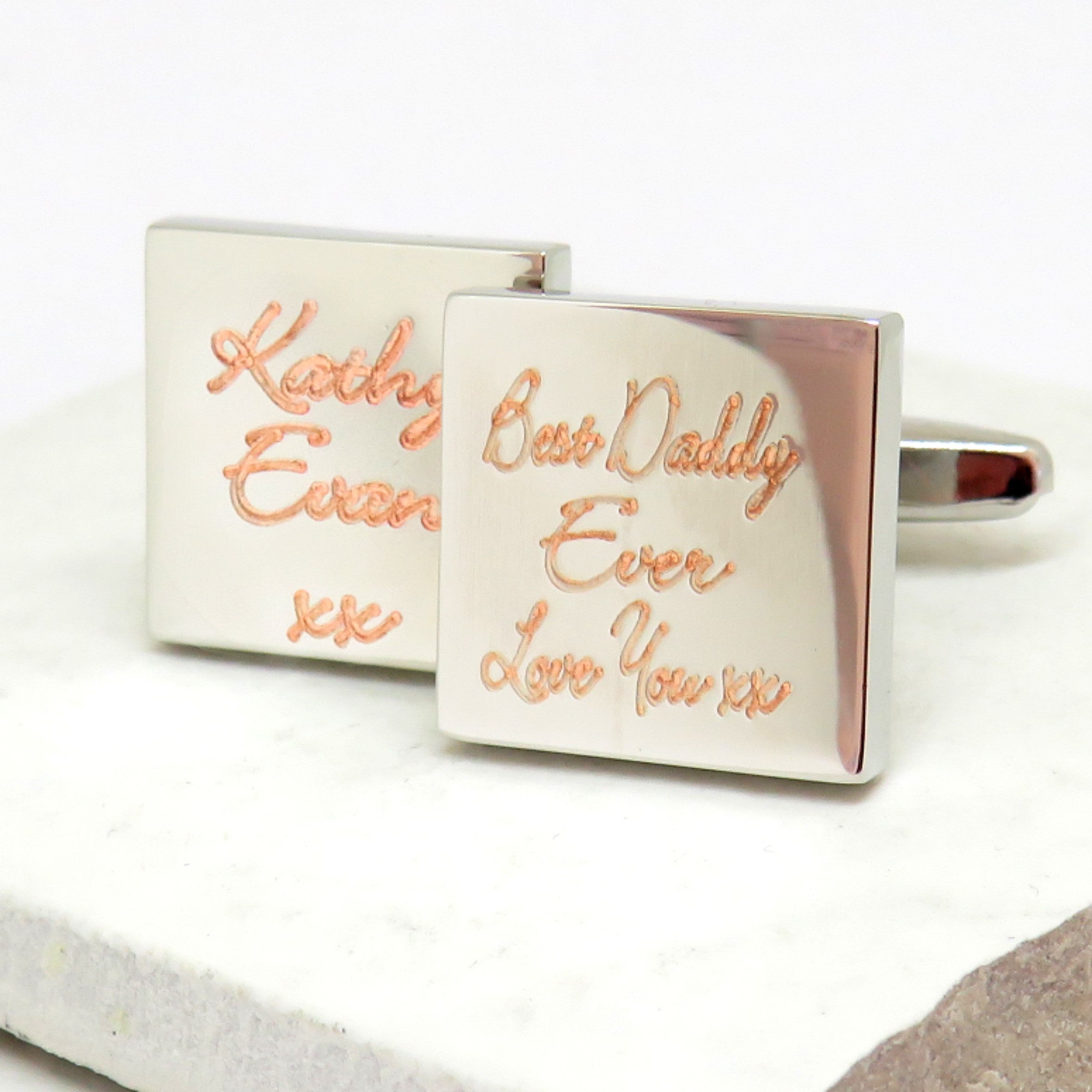 Personalised Script Square Cufflinks - Message