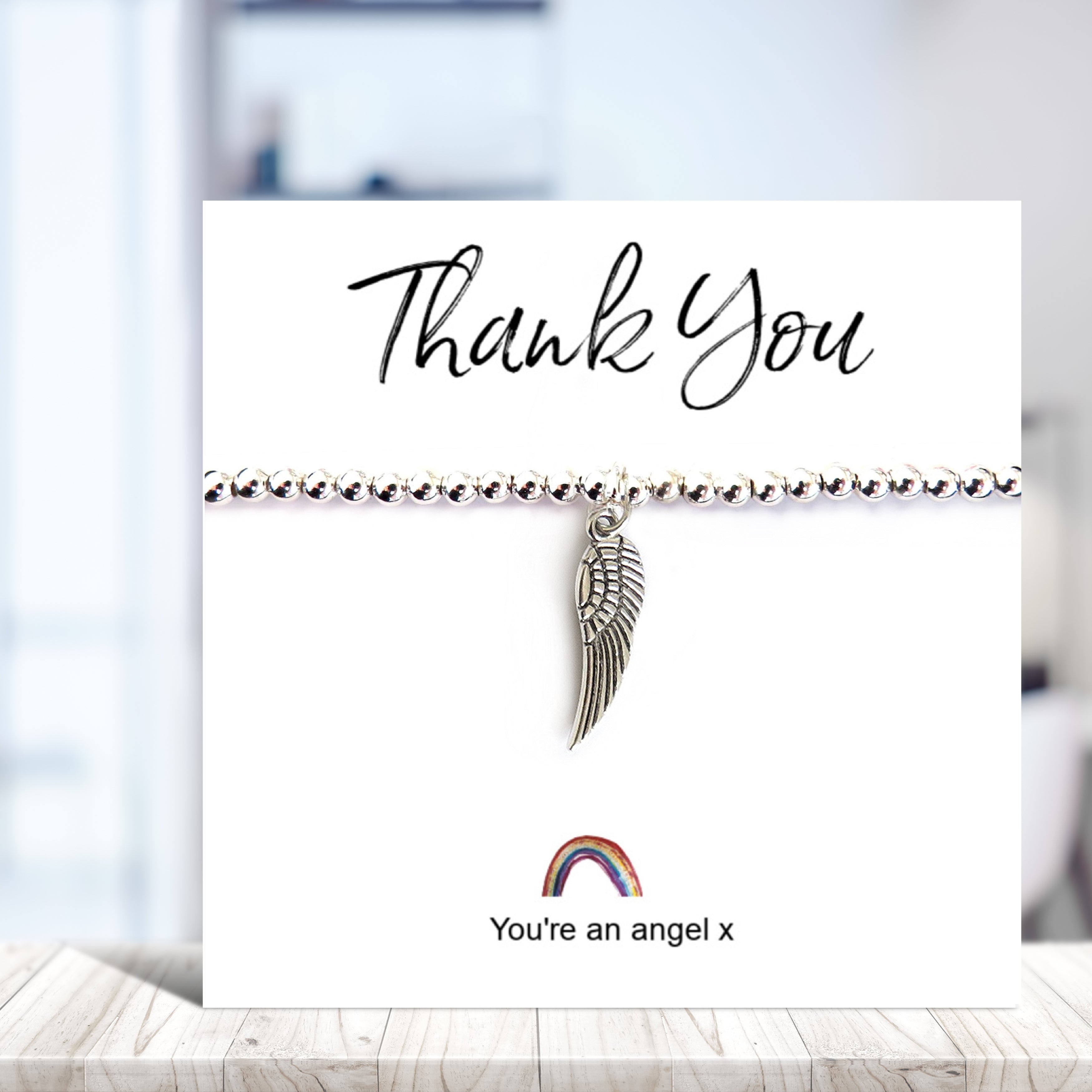 Angel Wing Bracelet on Rainbow Thank You & Gift Card