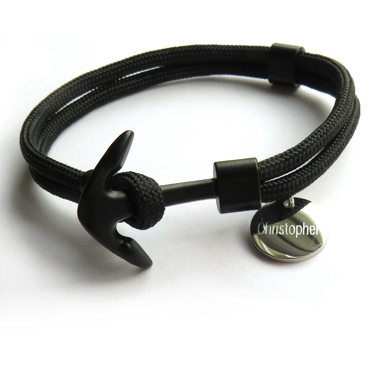 Personalised Men's Black Anchor Bracelet