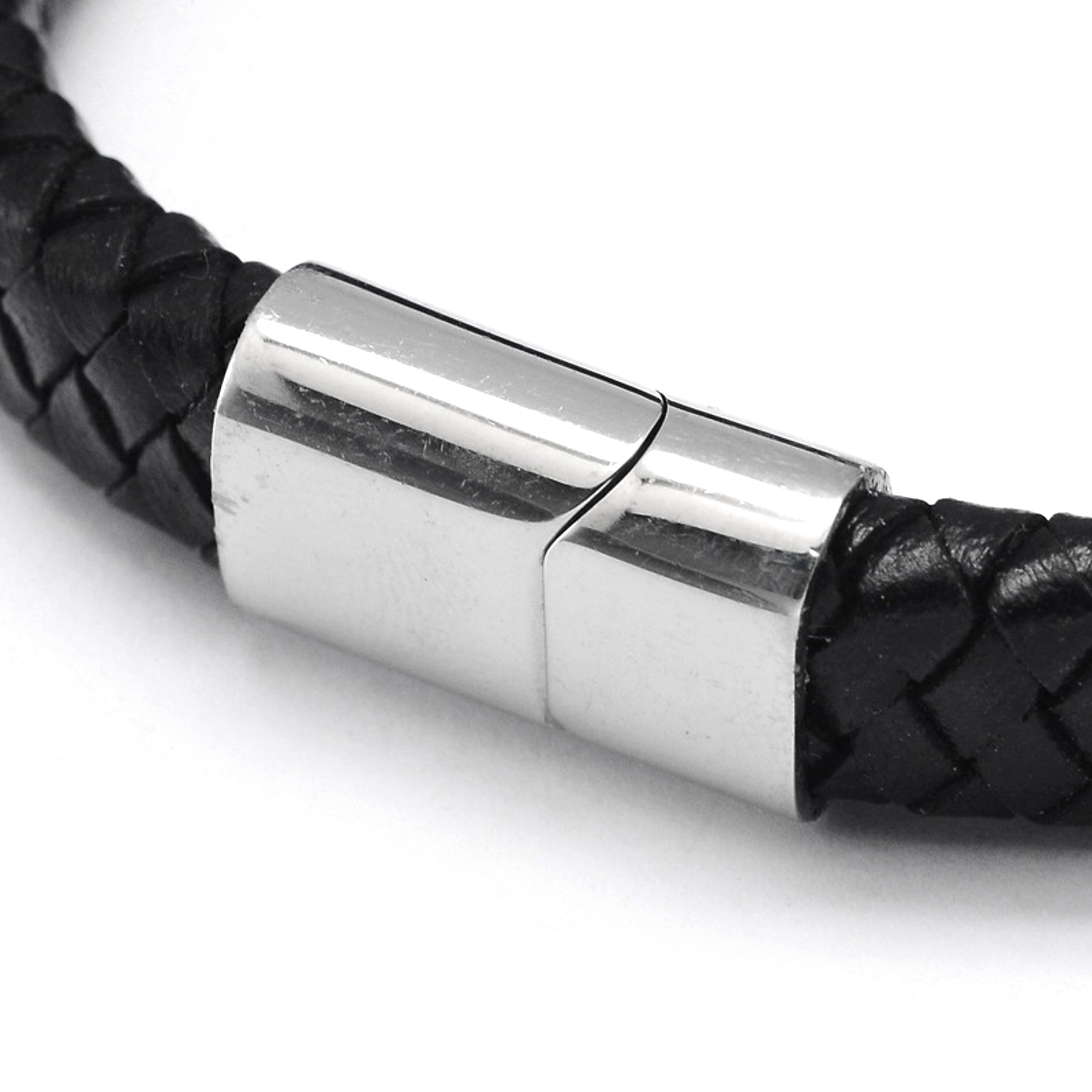 Men's Luxury Black Leather Bracelet