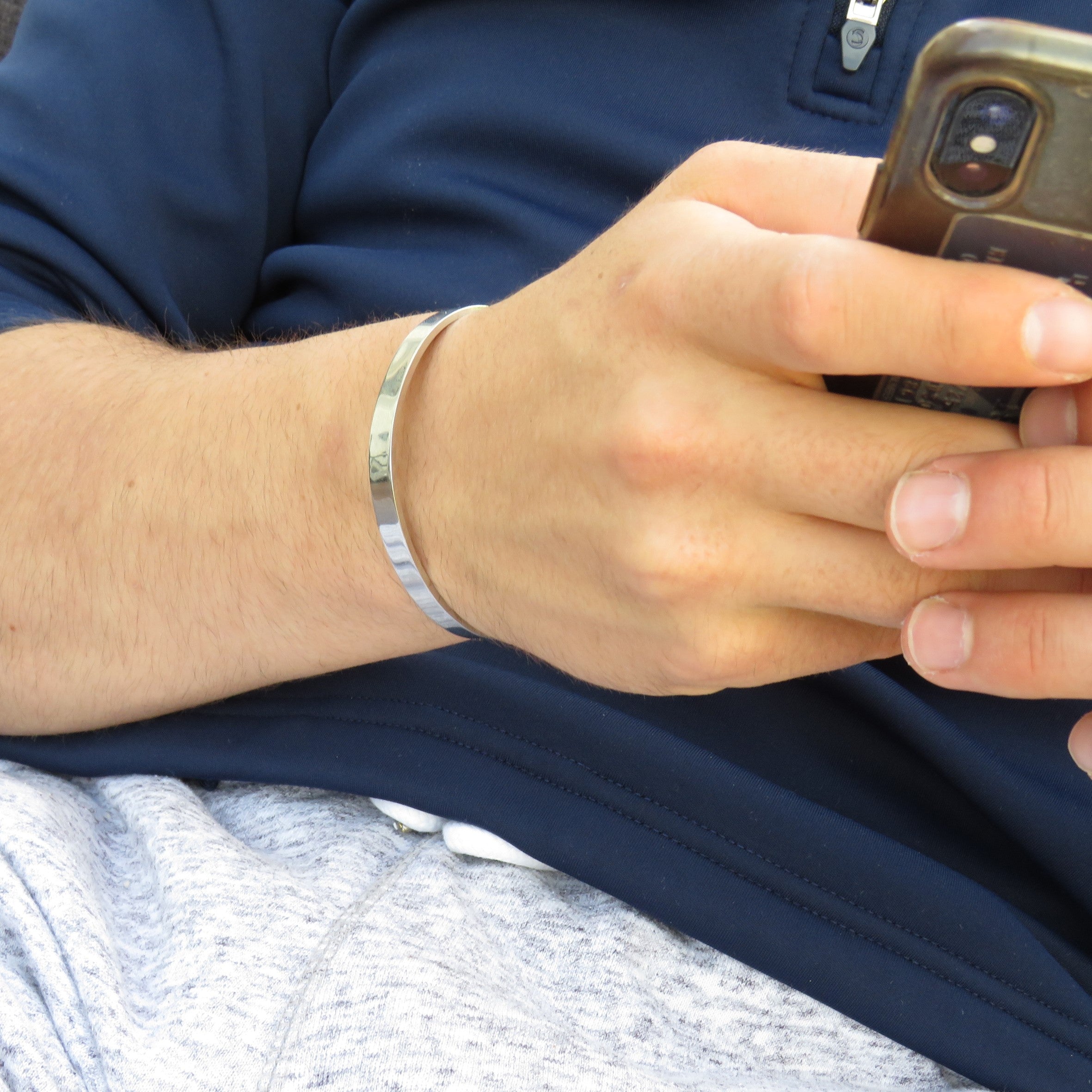 Men's Silver Bangle - Hypoallergenic