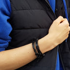 Black Men's Leather Knot Bracelet