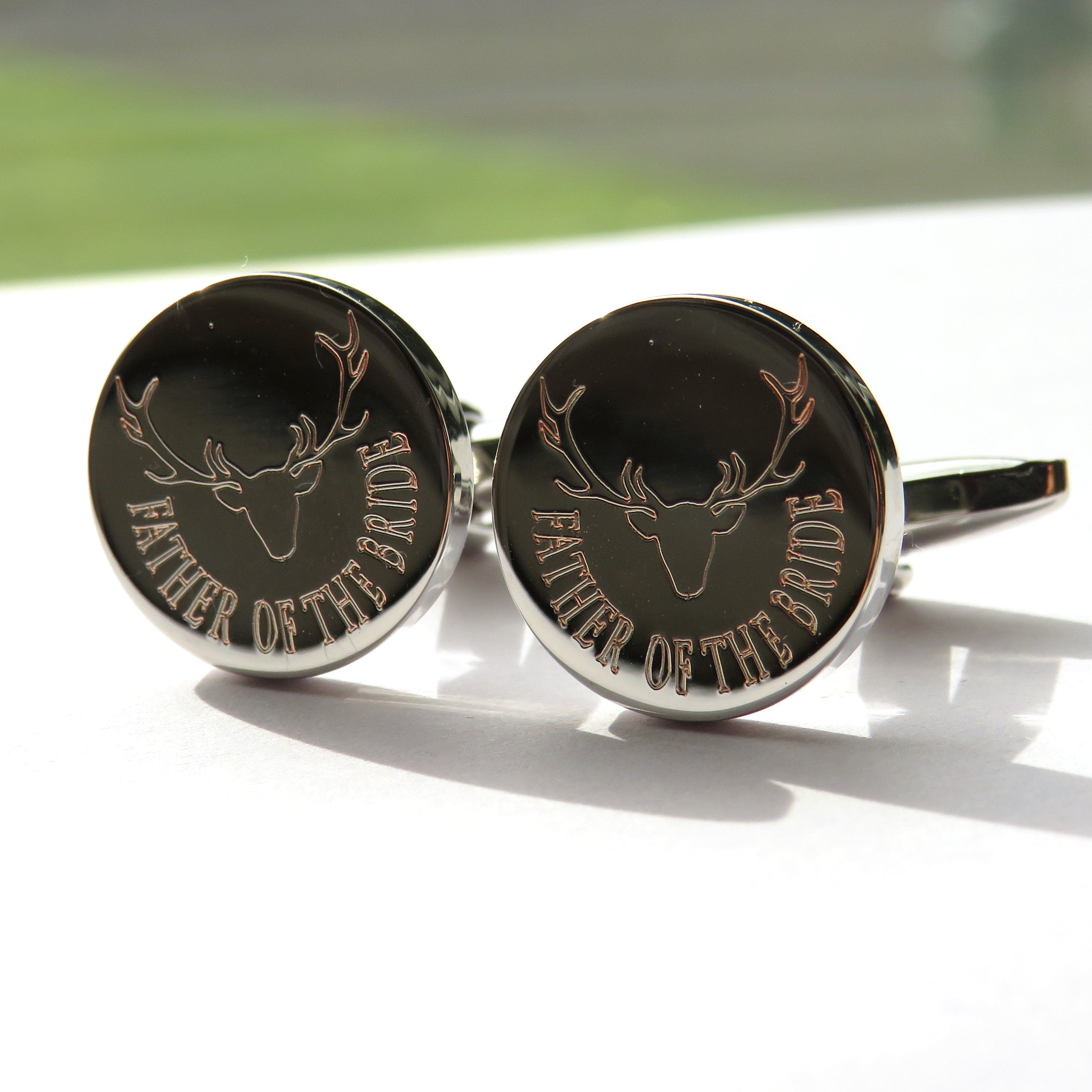 Personalised Stag Round Cufflinks