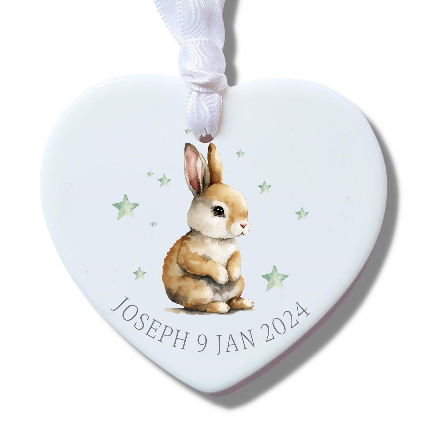 Personalised New Baby Boy Ceramic Bunny Decoration
