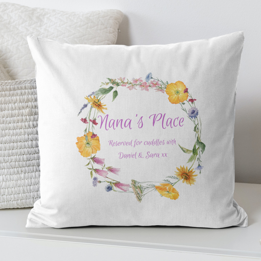 Personalised Colourful Flowers Cushion