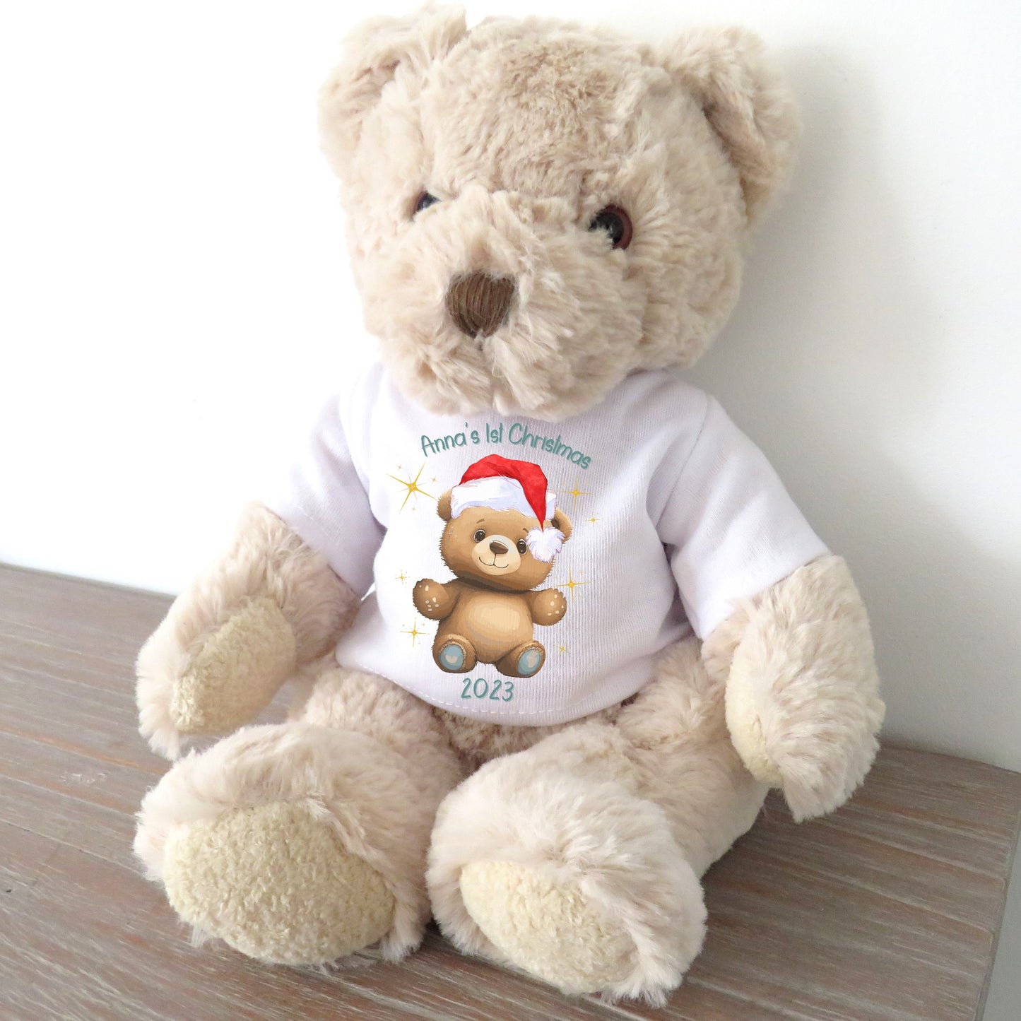 Personalised Luxury Teddy Bear Happy 1st Christmas T-shirt