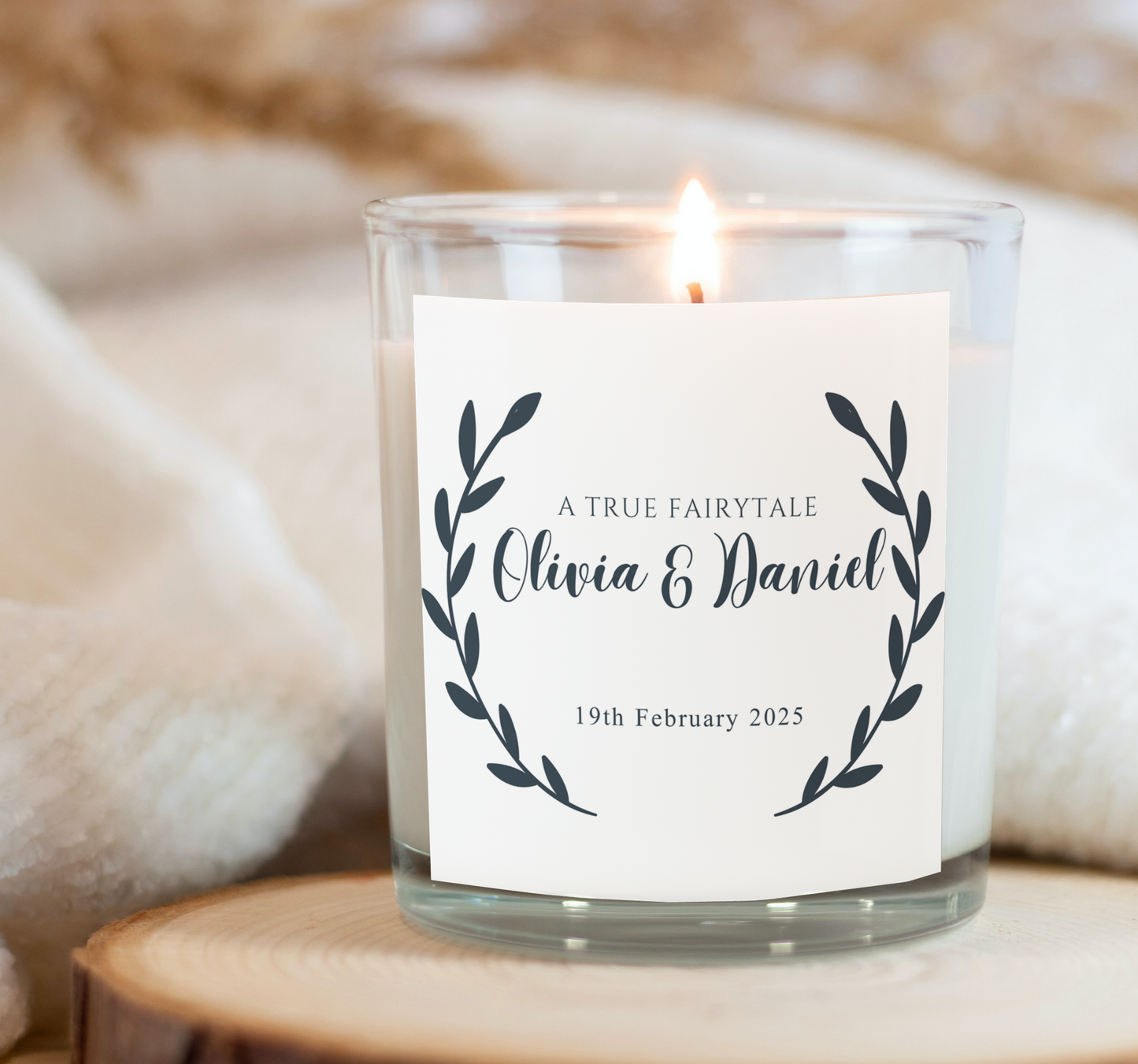 Personalised A True Love Story  Wedding Candle