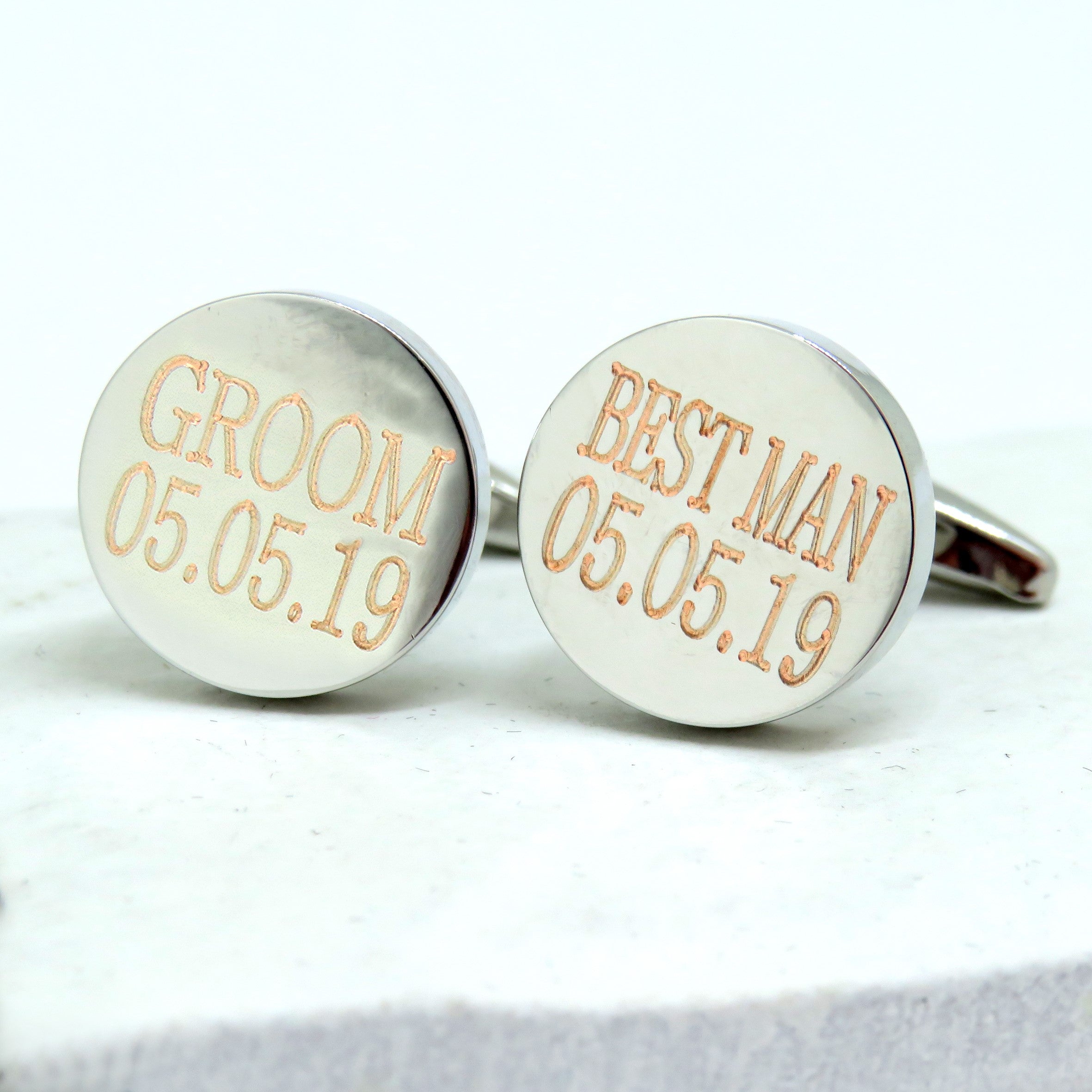 Personalised Batang Round Cufflinks - Wedding