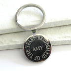 Personalised Edge Center Round Keyring - Bridesmaids Gift