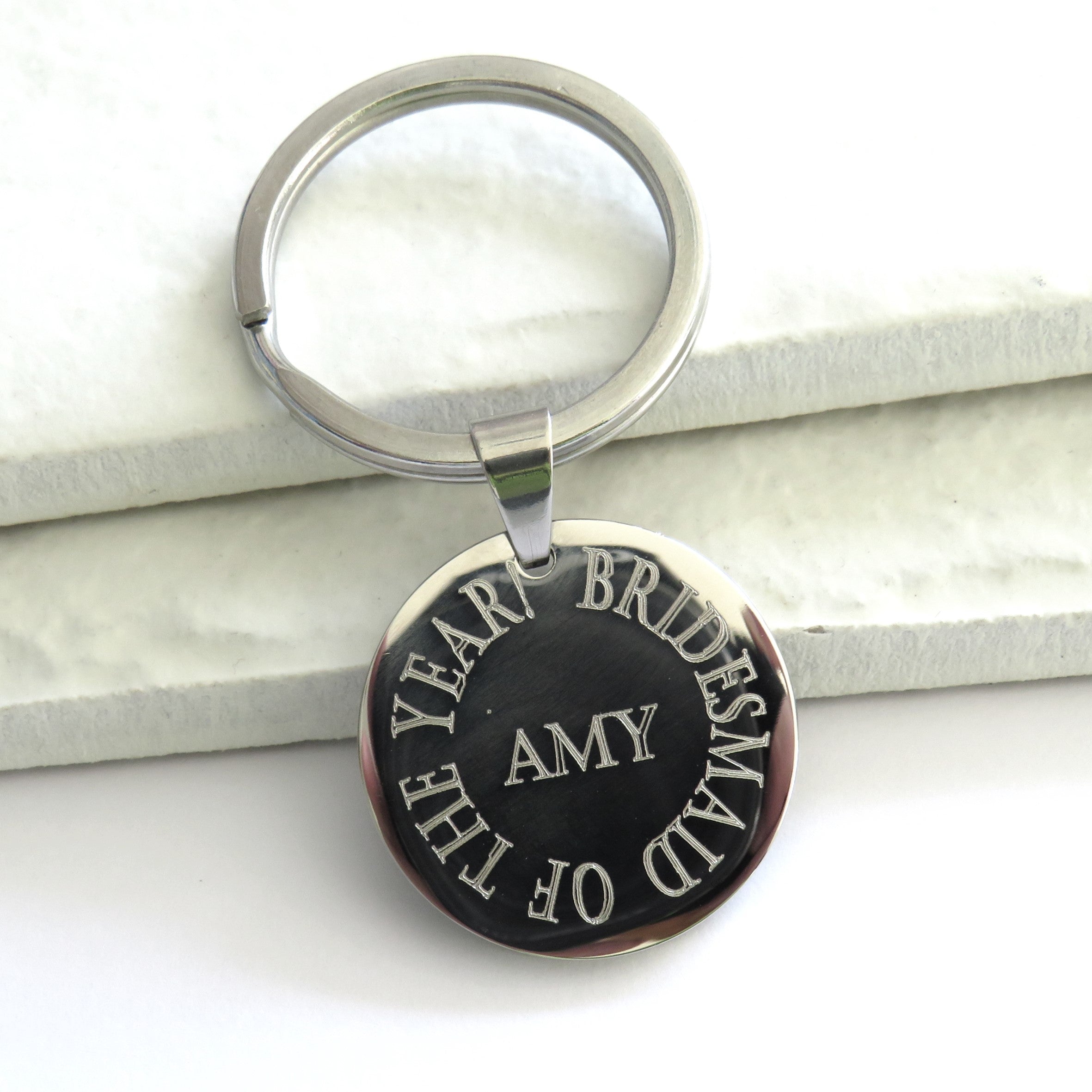 Personalised Edge Center Round Keyring | Free Engraving UK