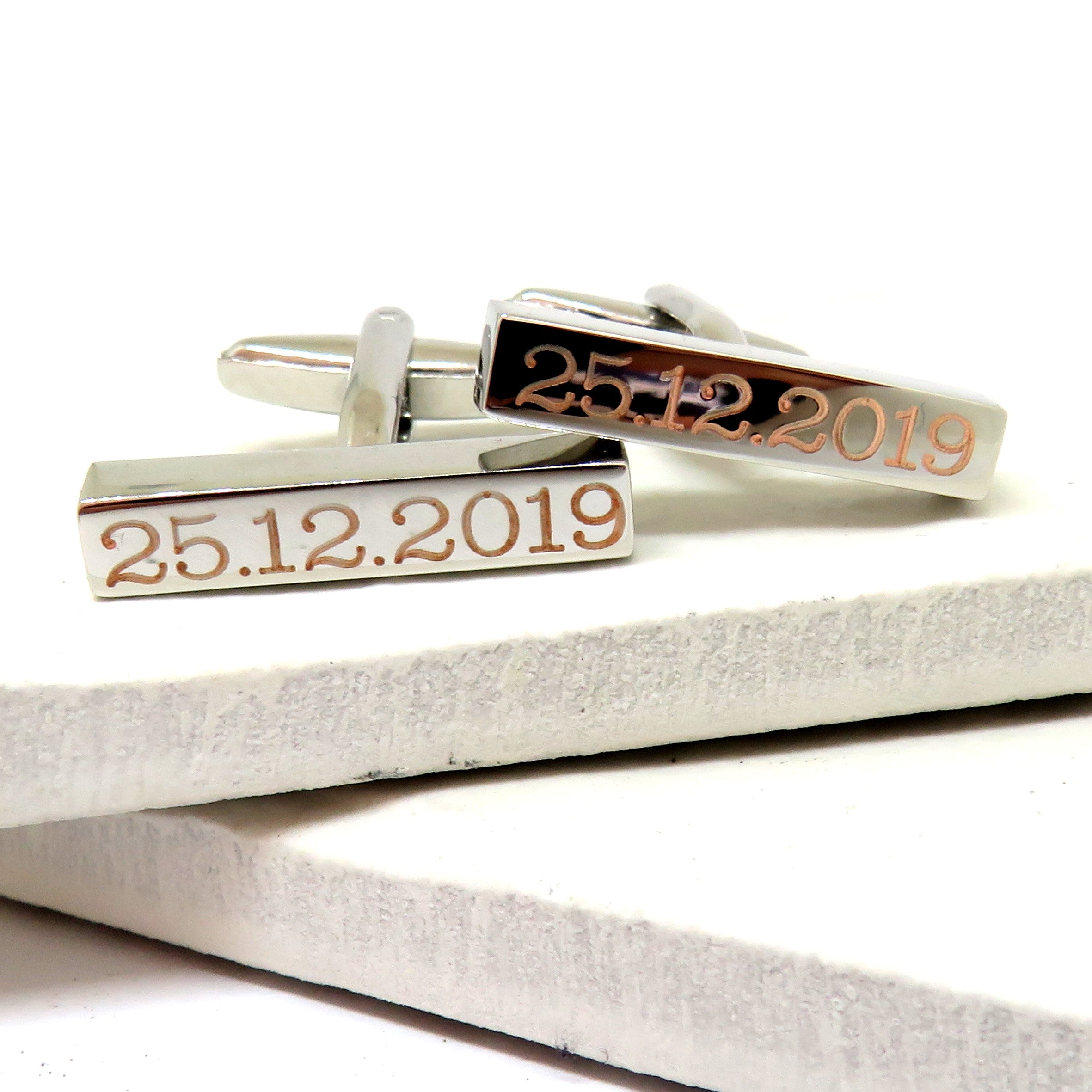Personalised Clarendon Bar Cufflinks - Wedding
