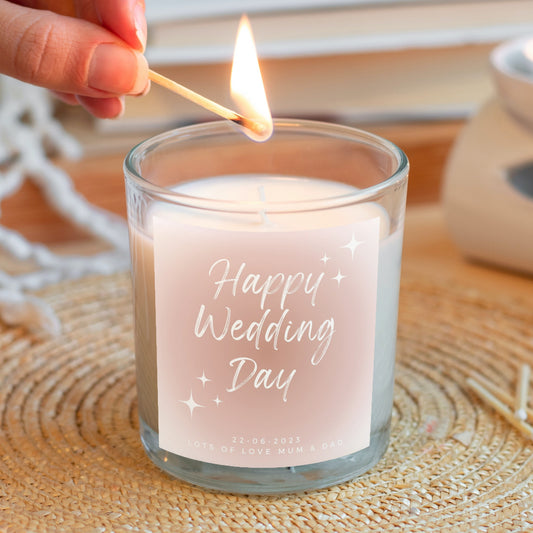 Personalised Pink Wedding Day Candle