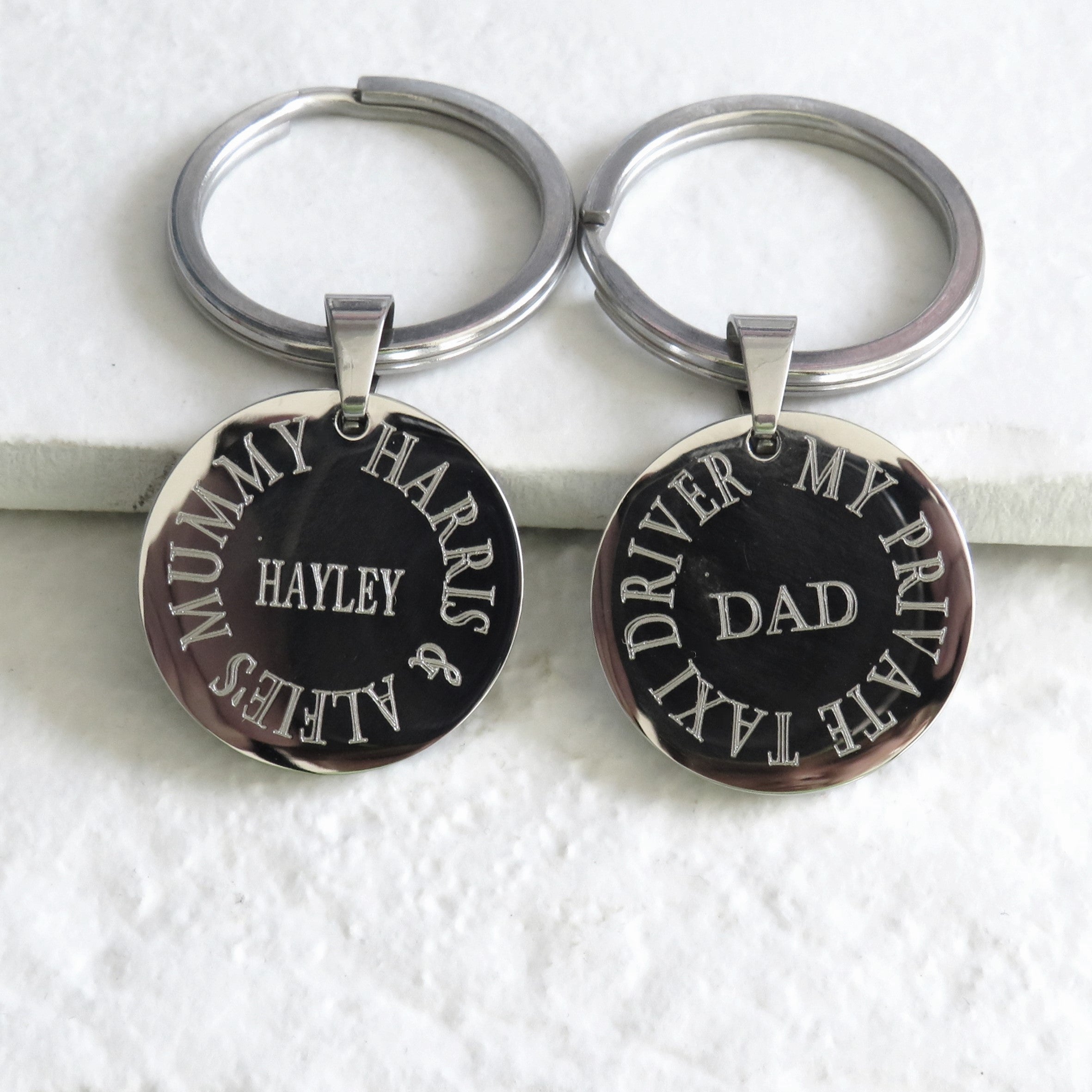 Personalised Edge Center Round Keyring | Free Engraving UK
