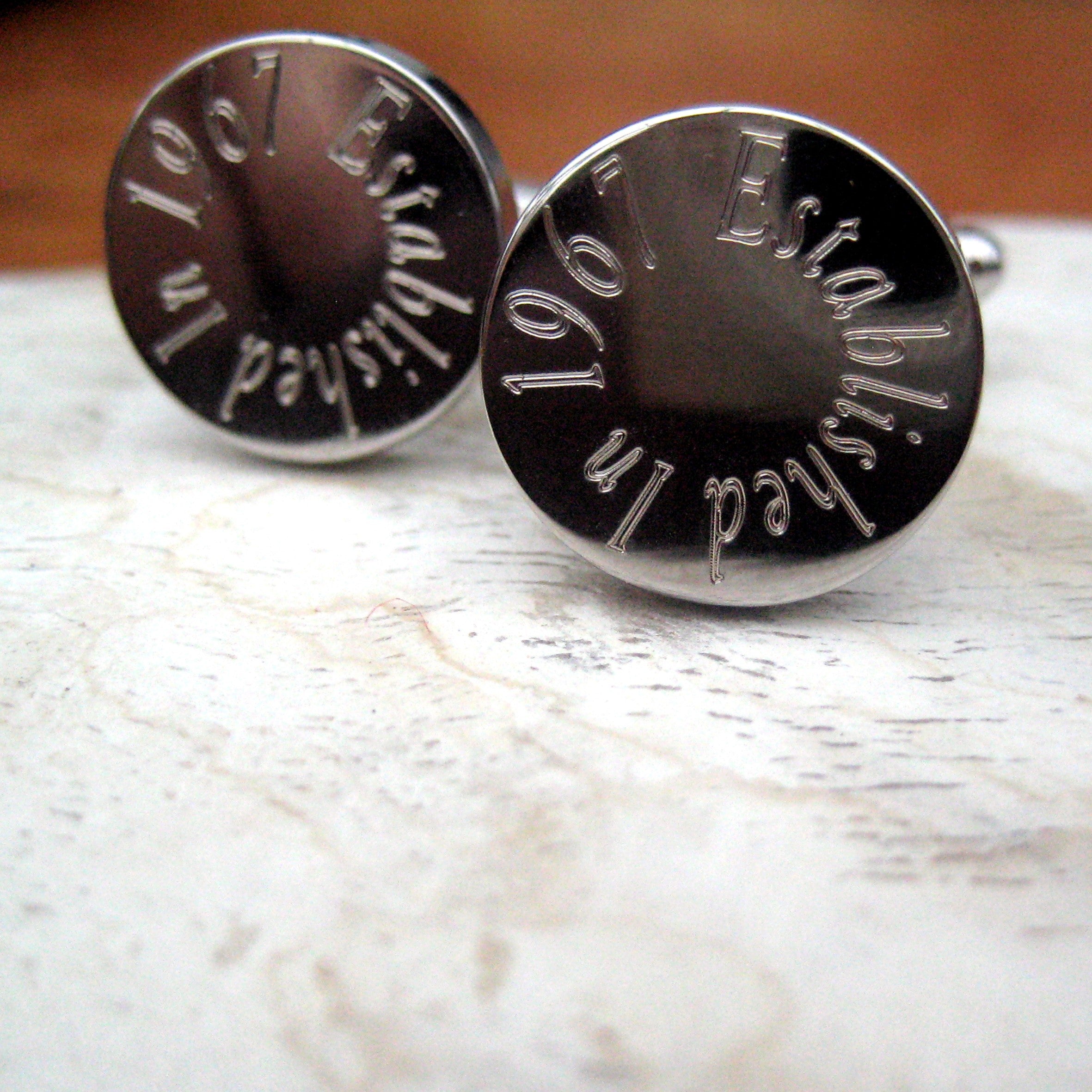Personalised Edge Round Cufflinks - Message