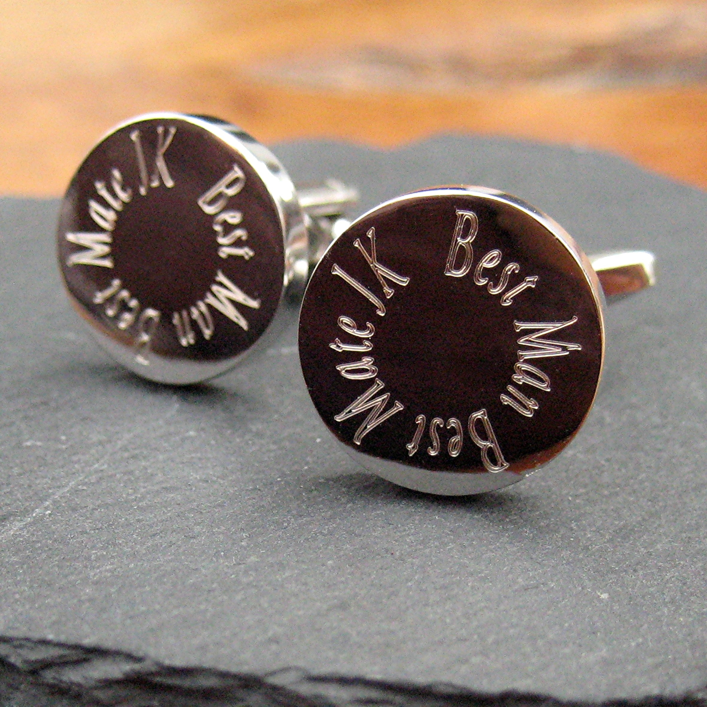 Personalised Edge Round Cufflinks - Best Man