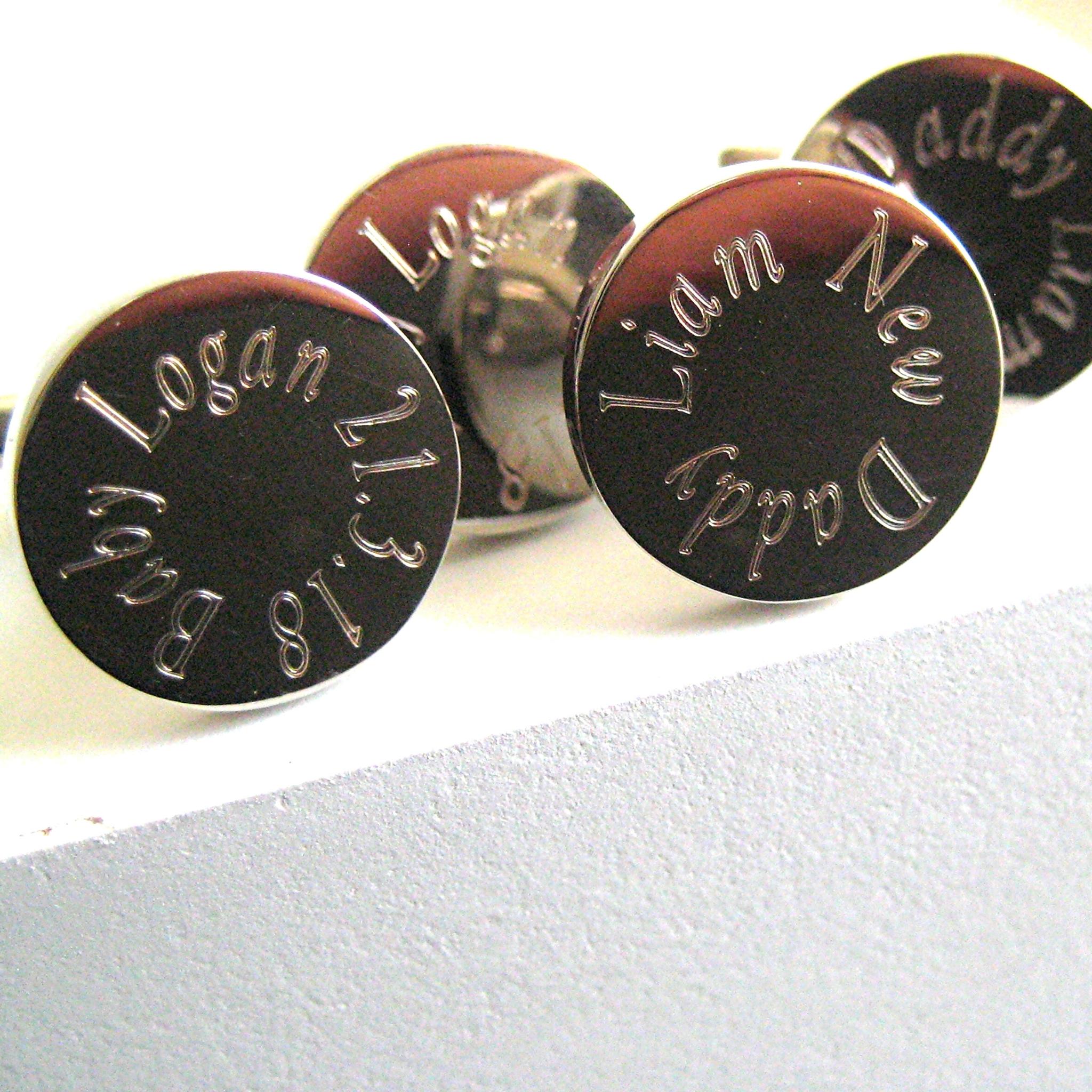 Personalised Edge Round Cufflinks - Message