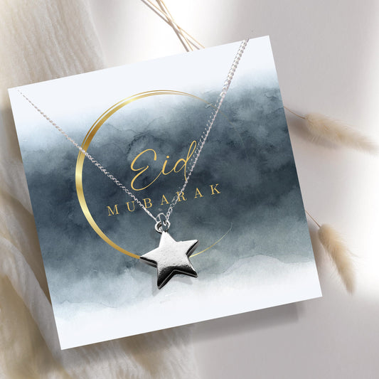 Eid Mubarak Star Necklace on Message Card