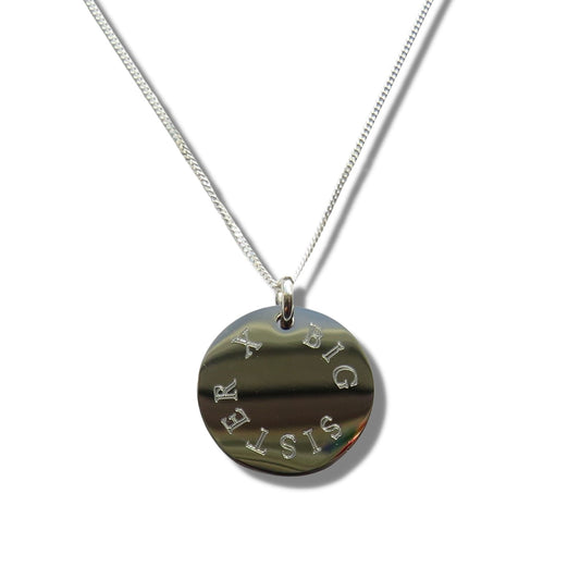 Edge Engraved  Necklace - BIG SISTER X