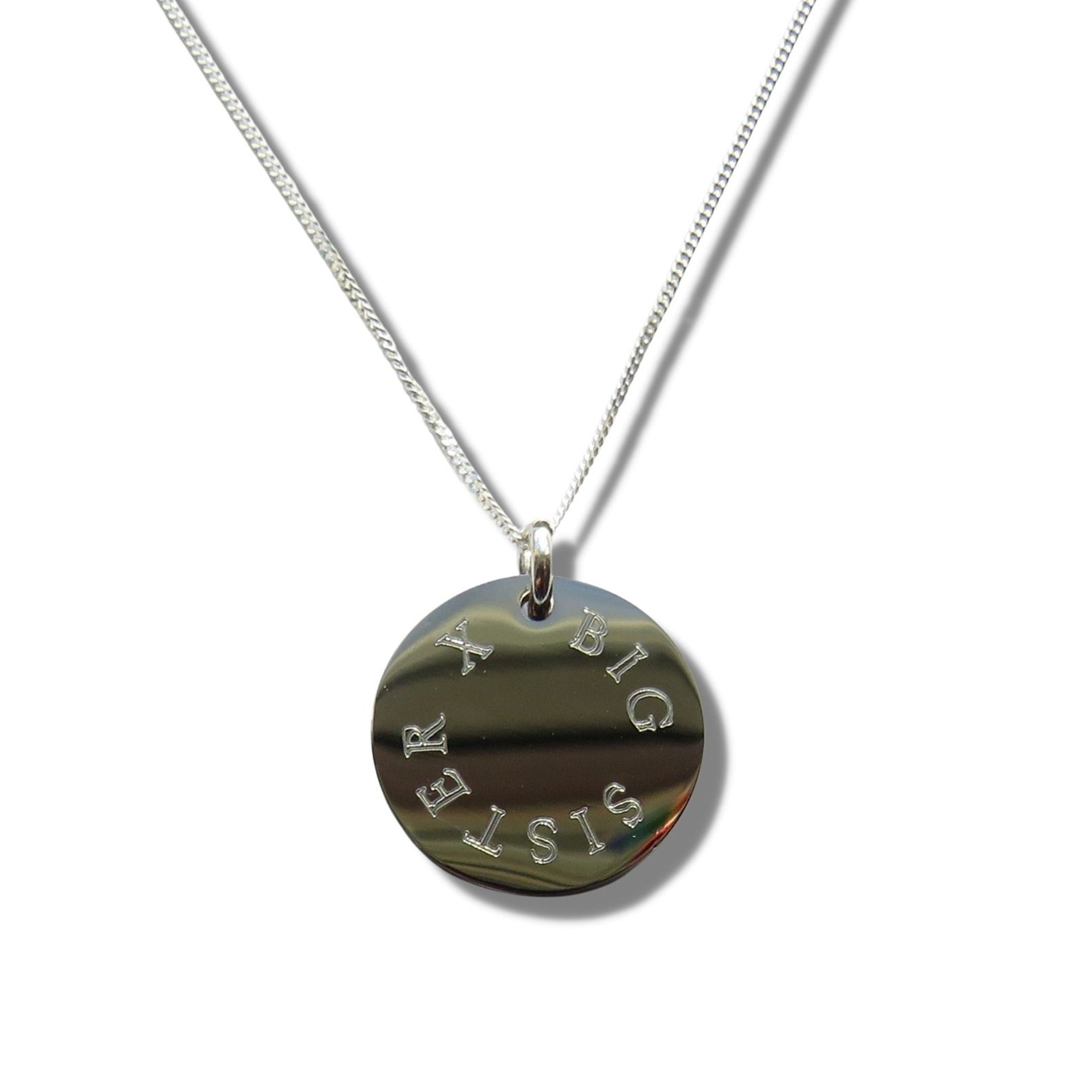 Edge Engraved Necklace - BIG SISTER X
