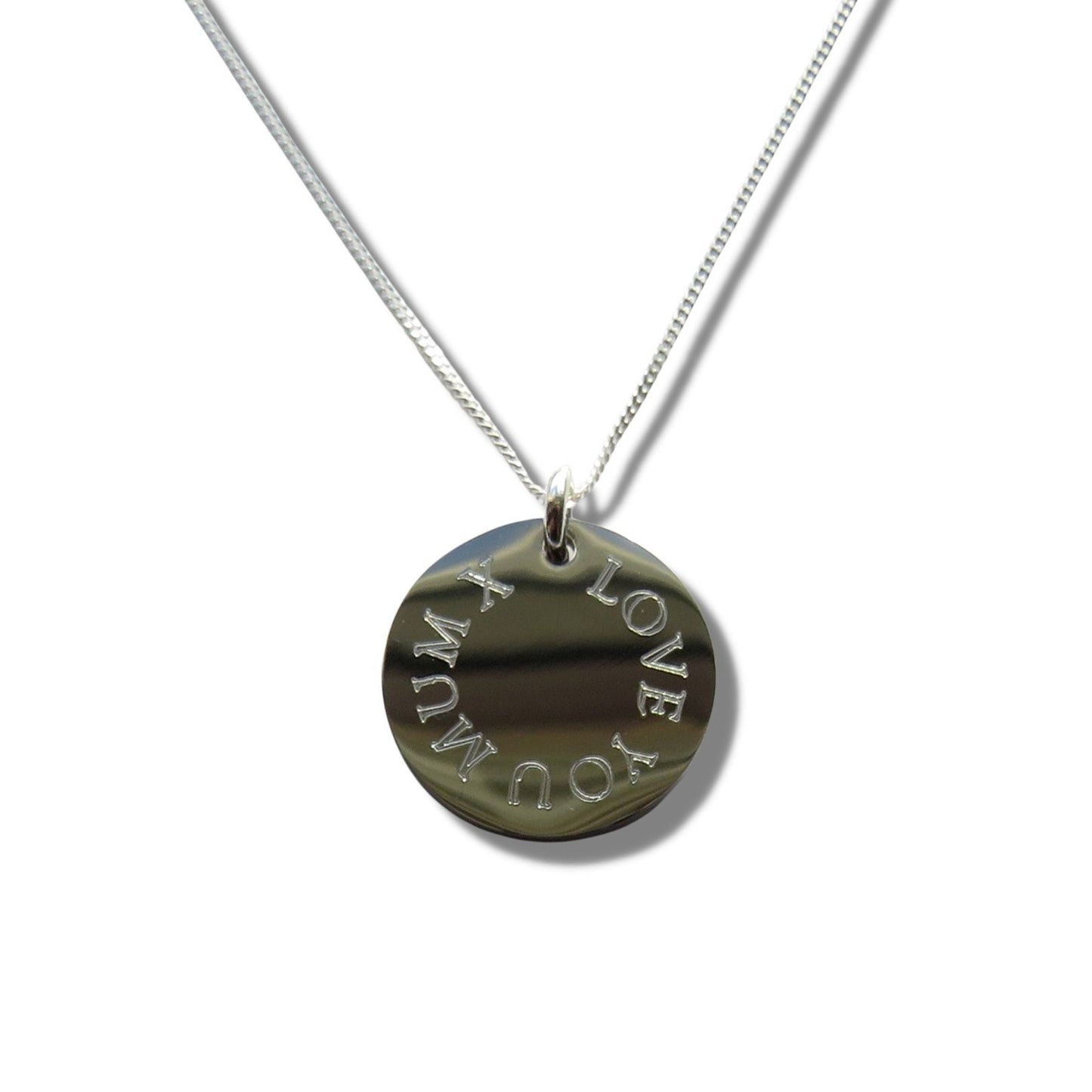 Edge Engraved  Necklace - I LOVE YOU MUM X