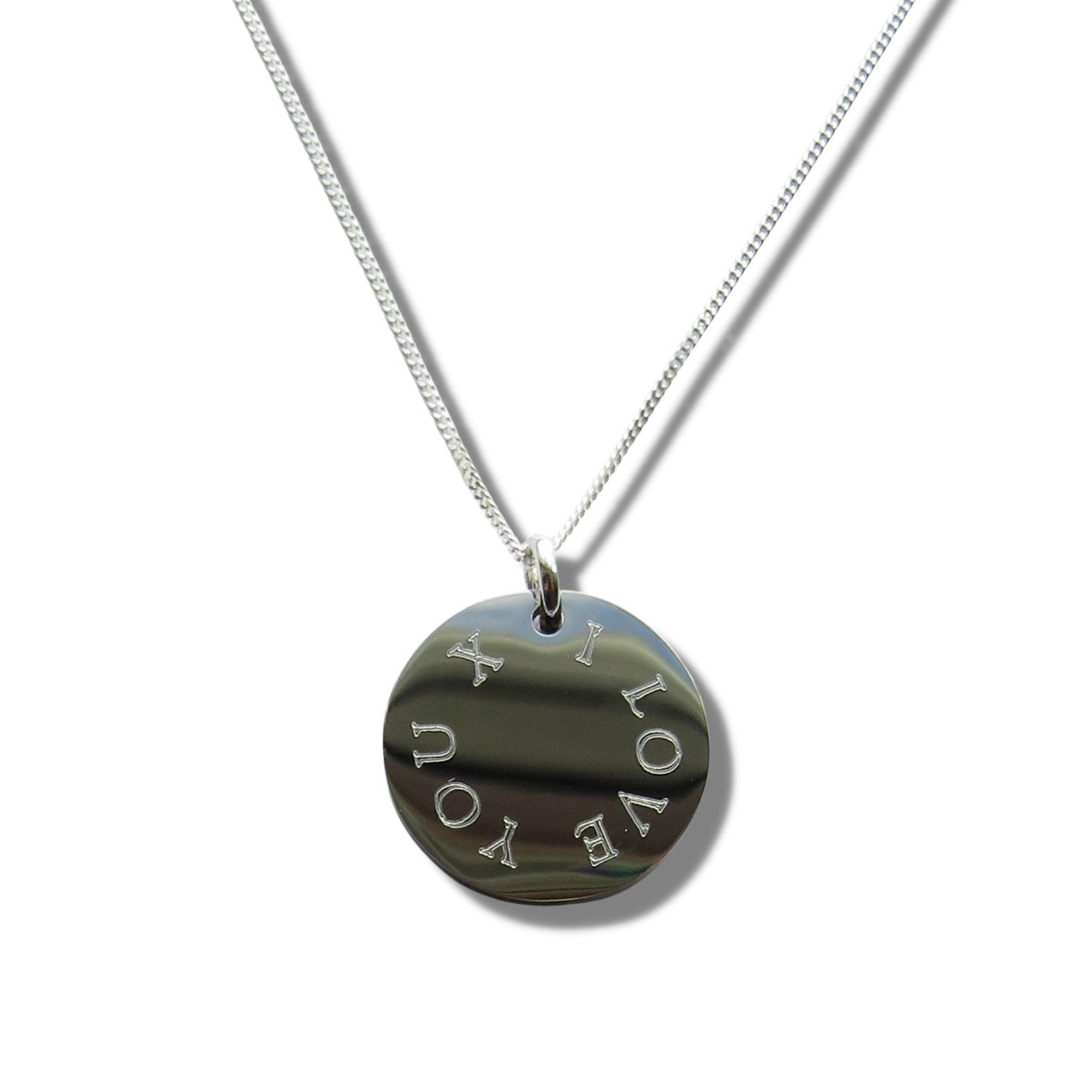 Edge Engraved Necklace - I LOVE YOU X