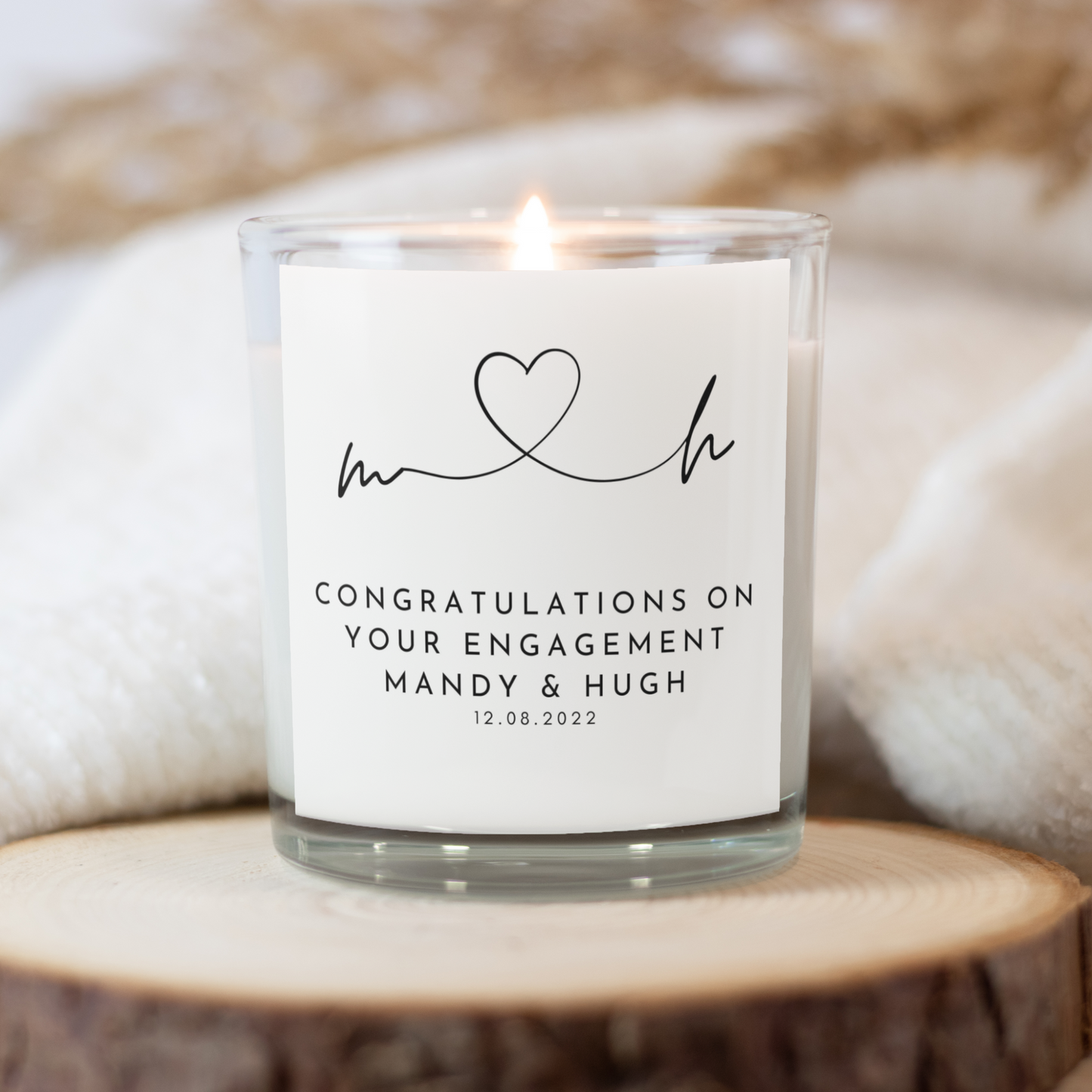 Personalised Congratulations on your Engagement Glass Jar Candle