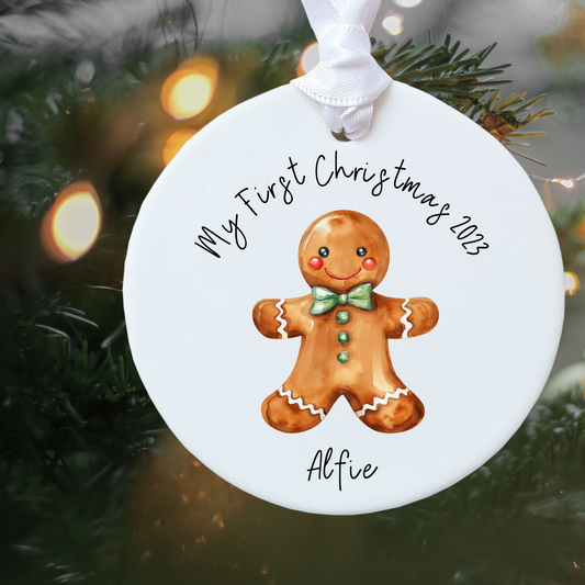 Personalised Christmas Gingerbread Man Ceramic Decoration