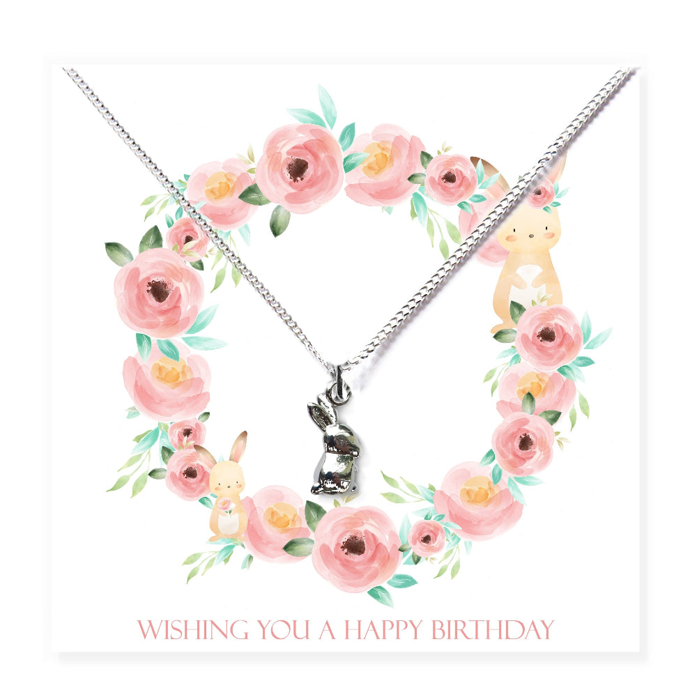 Happy Birthday Bunny Necklace & Gift Card
