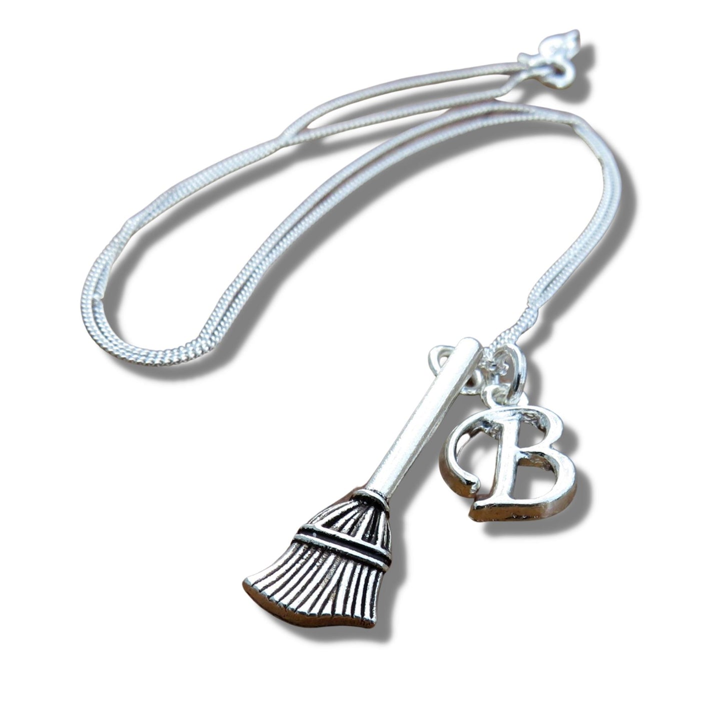 Personalised Initial Magical Broom Necklace
