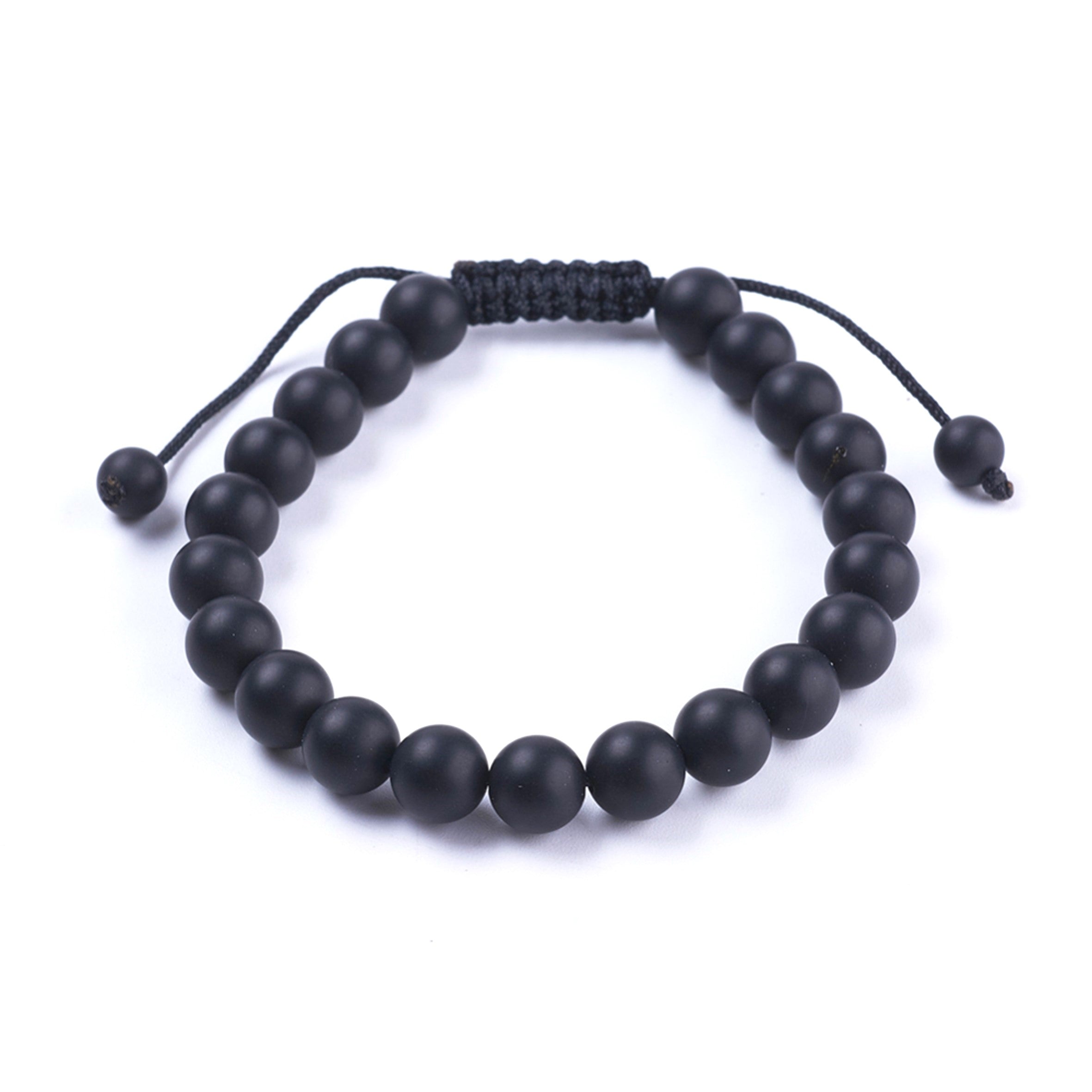 Men's Black Agate Beaded Bracelet