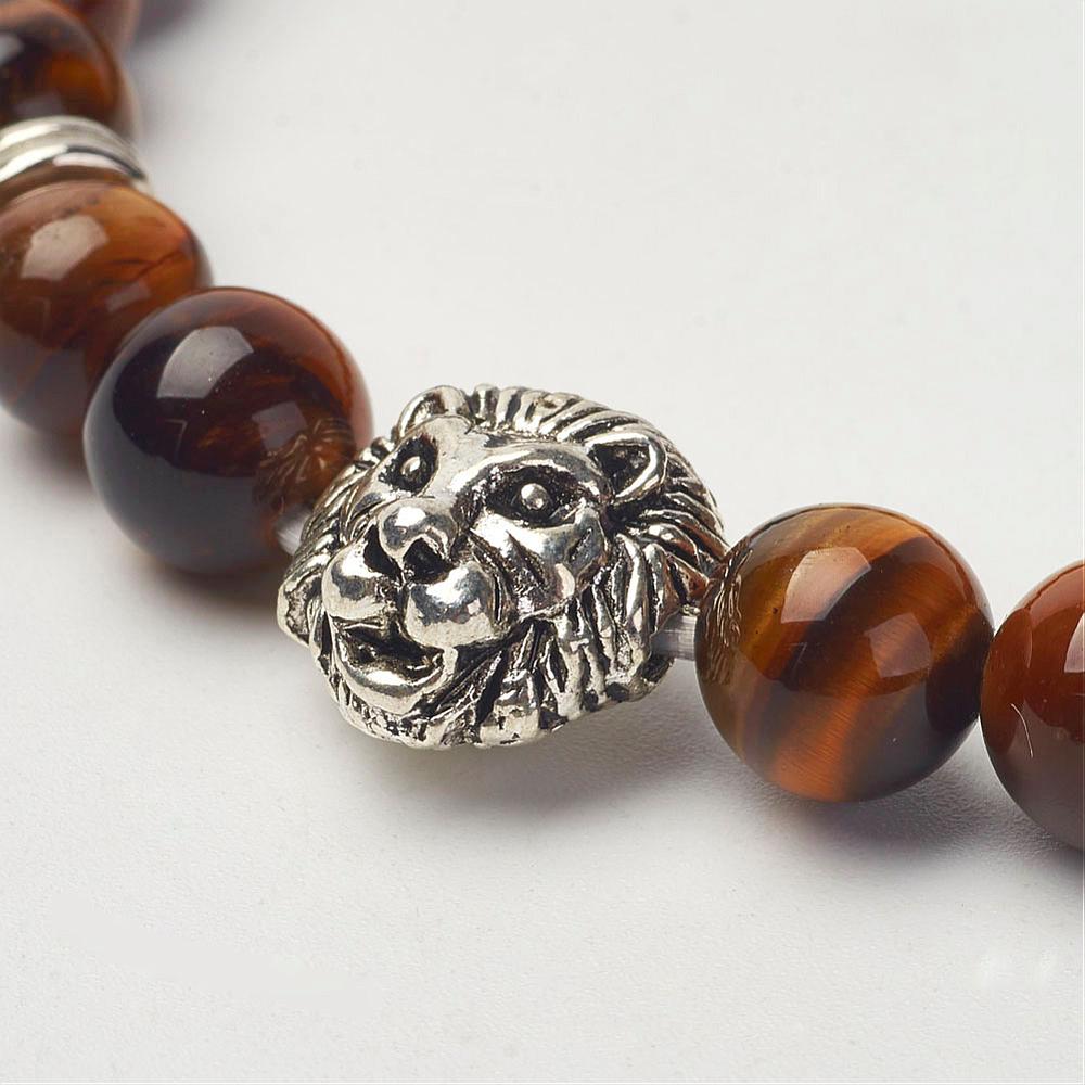 Personalised Men's Tigers Eye Lion Bracelet