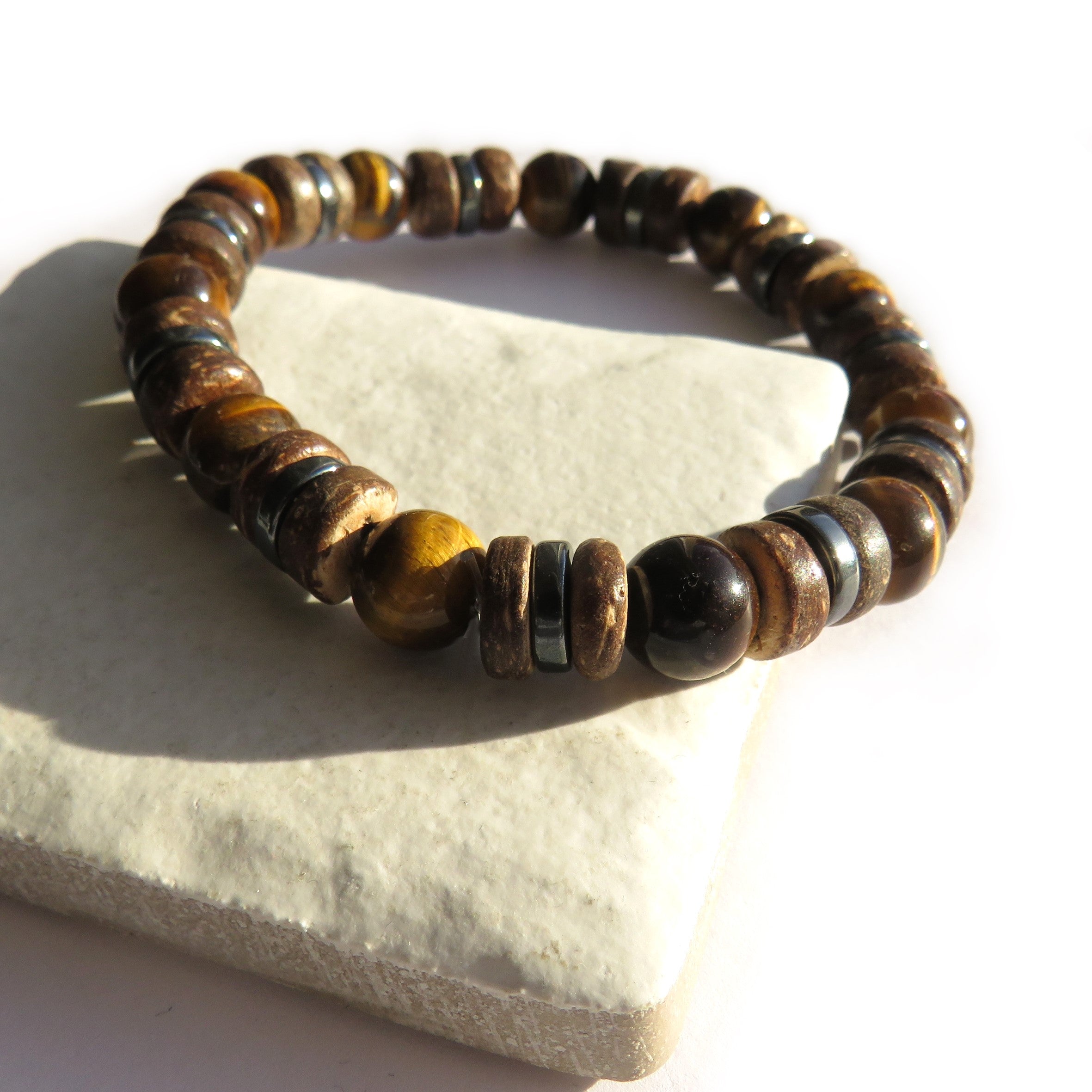 Men's Tigers Eye Beaded Bracelet