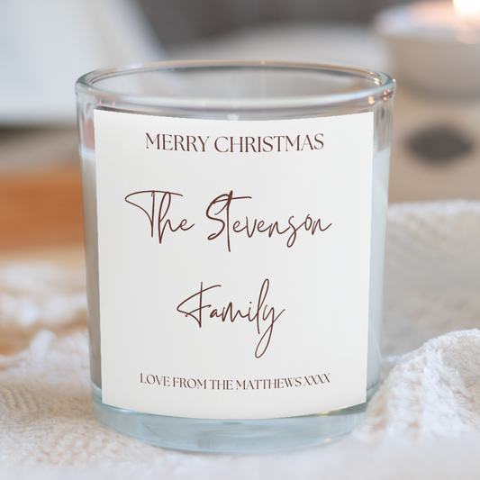 Personalised Merry Christmas Family Candle