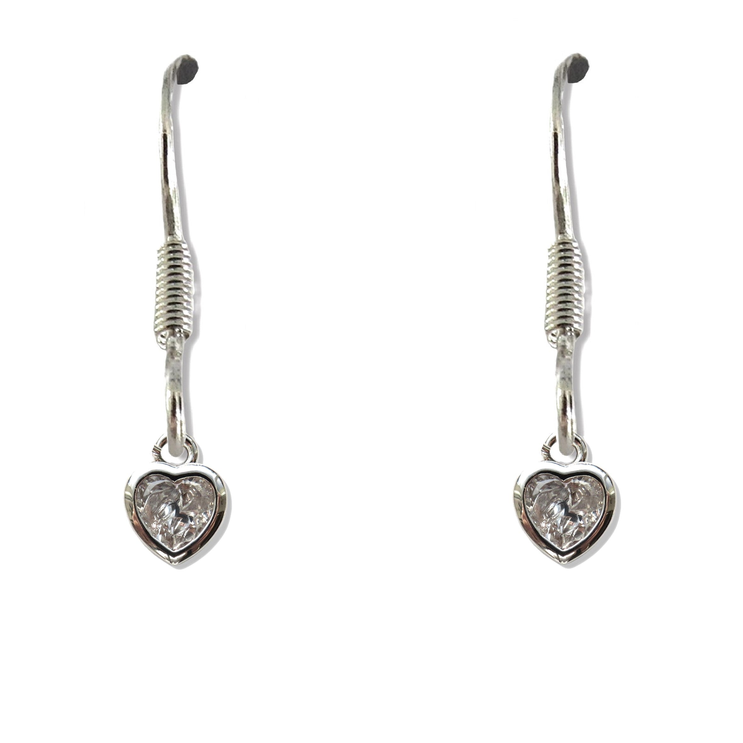 Cubic Zirconia Heart Drop Earrings for Women