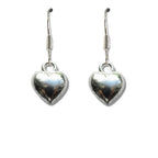 Silver Puff Heart Drop Earrings for Women