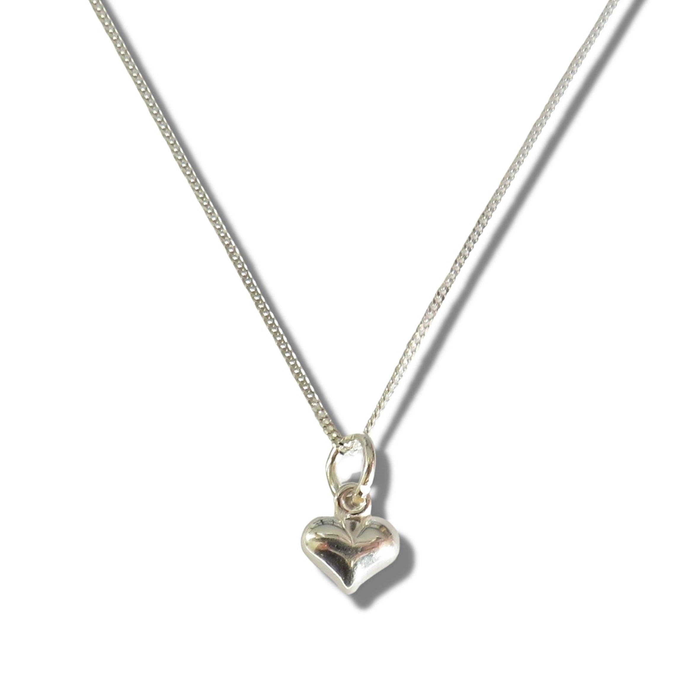 Girls Mini Puff Heart Silver Necklace