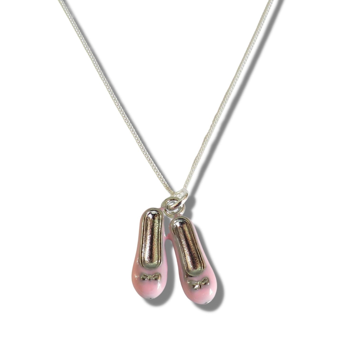 Girls Ballet Shoes Silver Necklace
