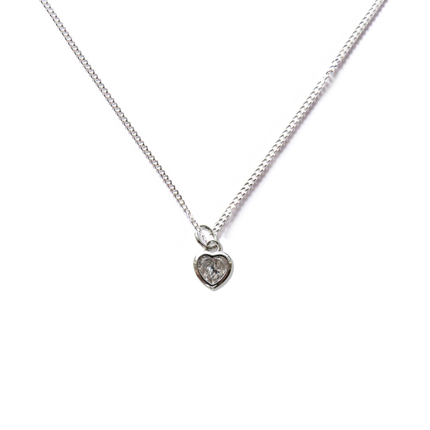 Cubic Zirconia Heart Silver Necklace