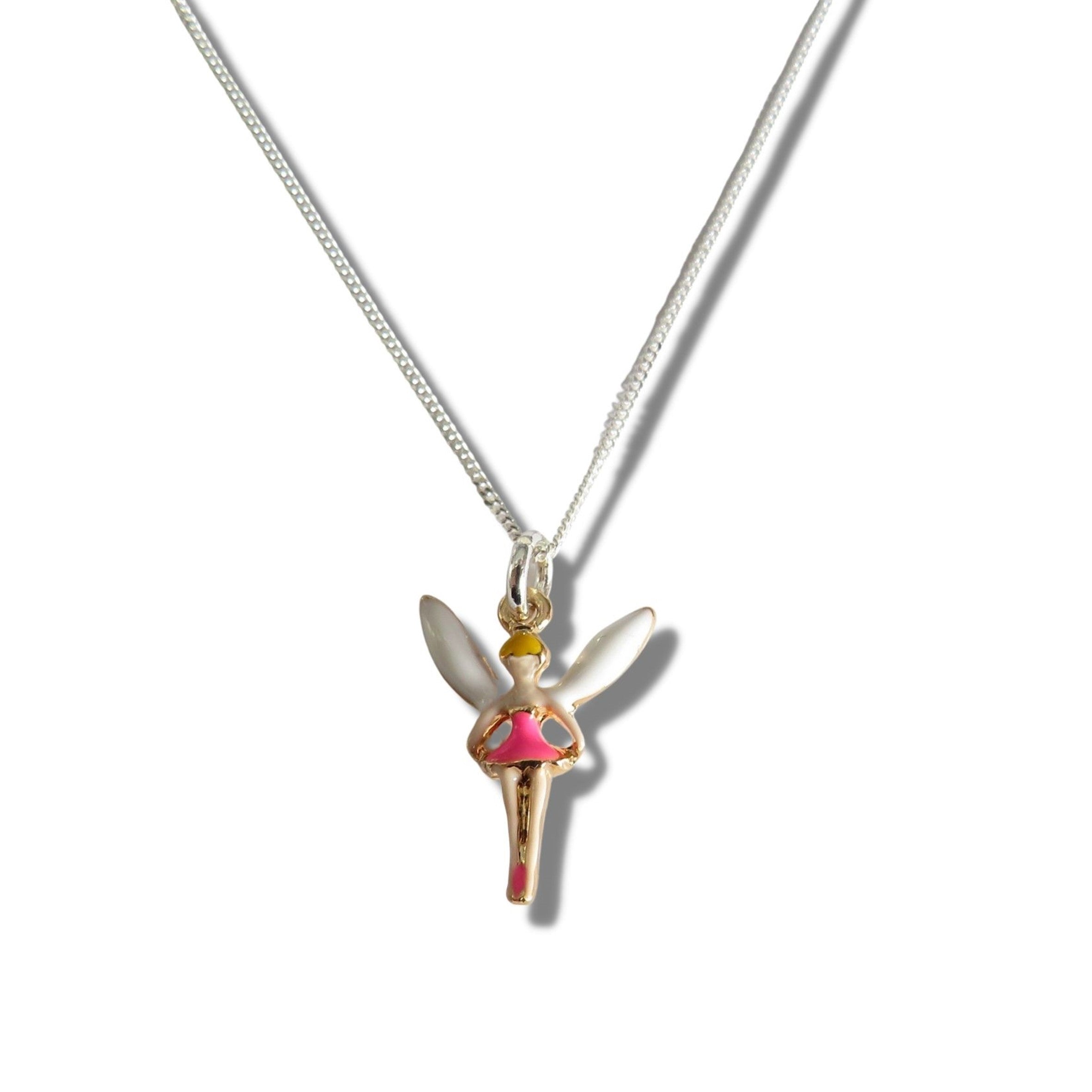 Girls Pink Fairy Silver Necklace | Girls Birthday Gift  UK