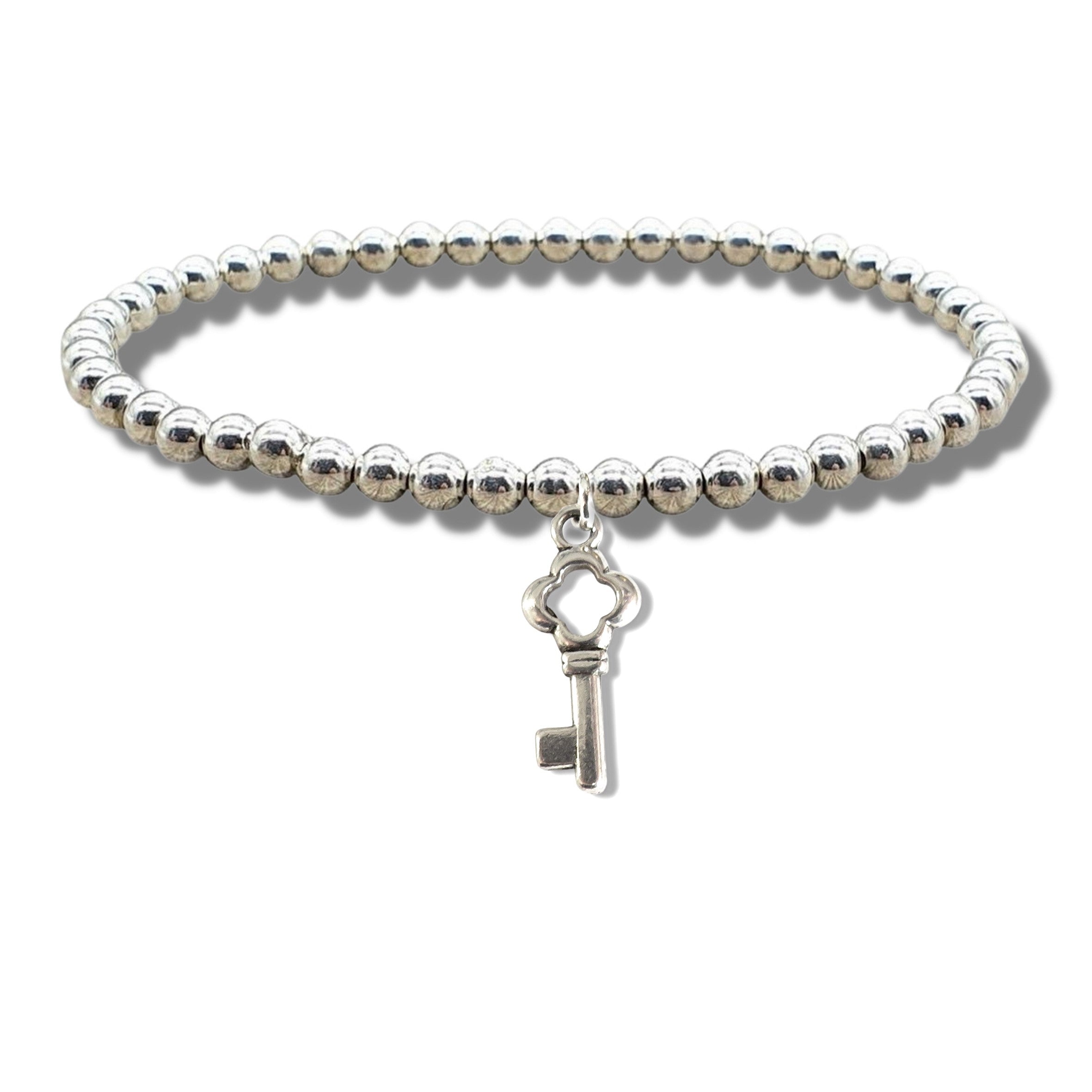 Key Silver Beaded Bracelet