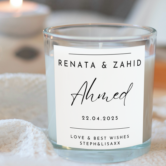 Personalised Neutral Wedding Day Candle Gift Set