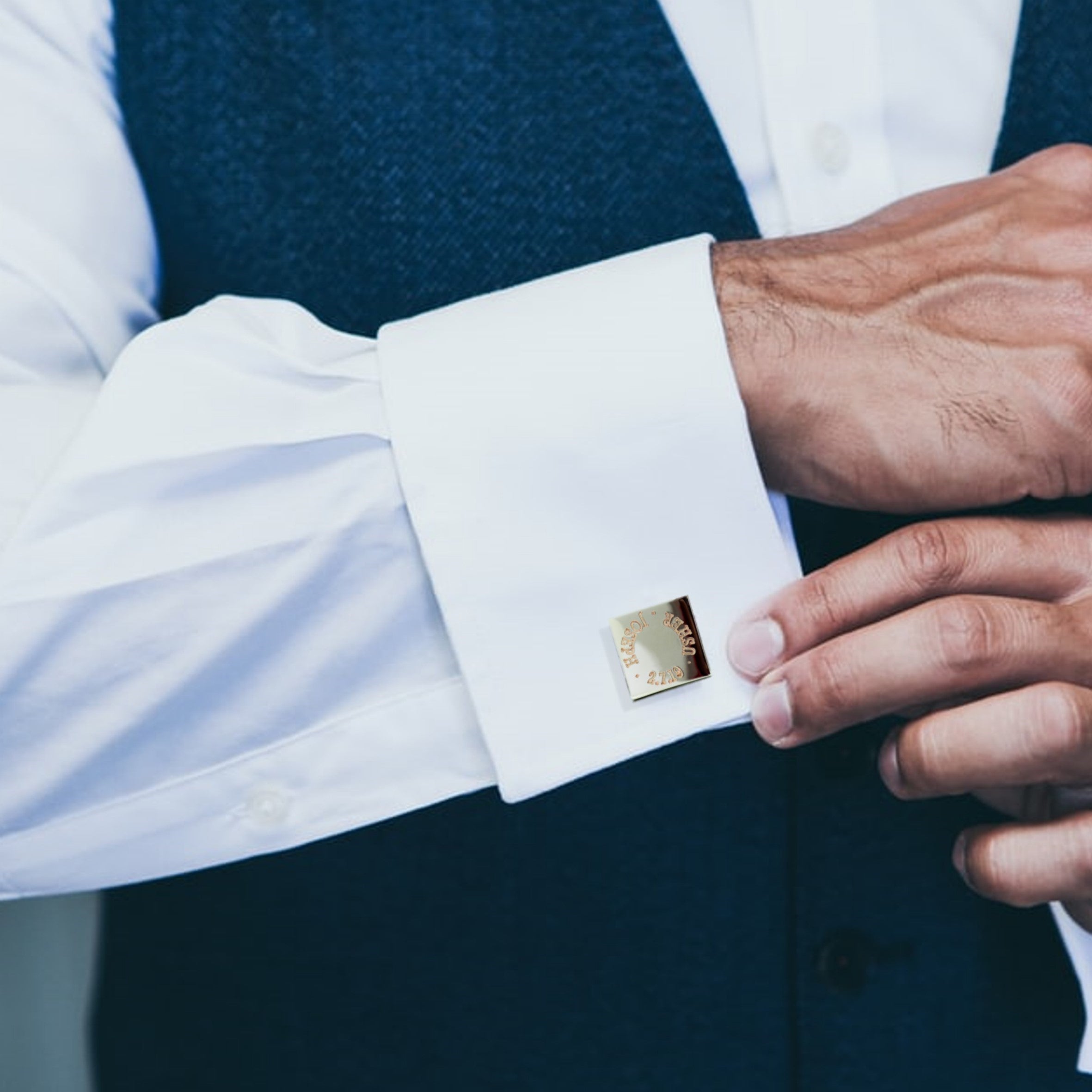 Personalised Border Square Cufflinks - Wedding