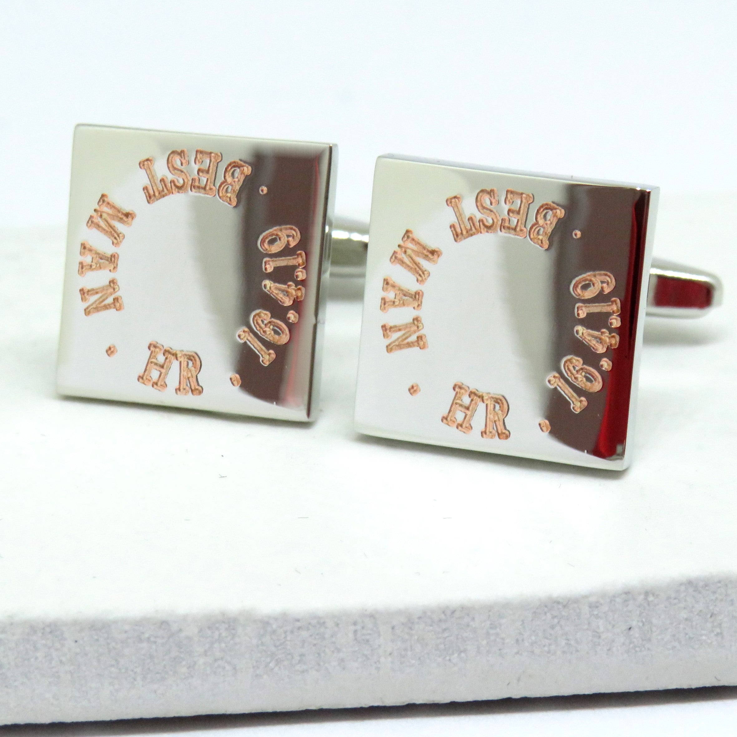 Personalised Border Square Cufflinks - Wedding
