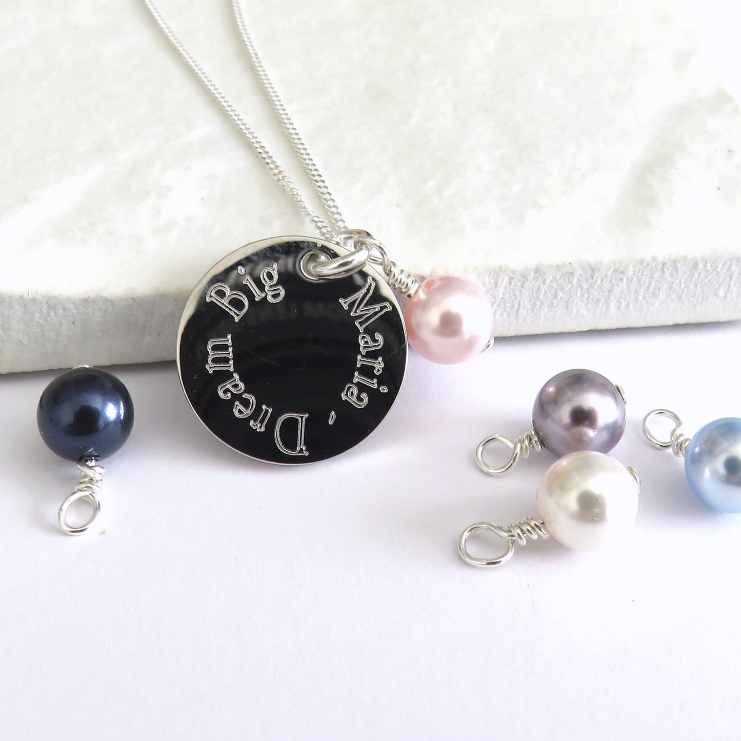 Personalised Edge Necklace &  Pearl