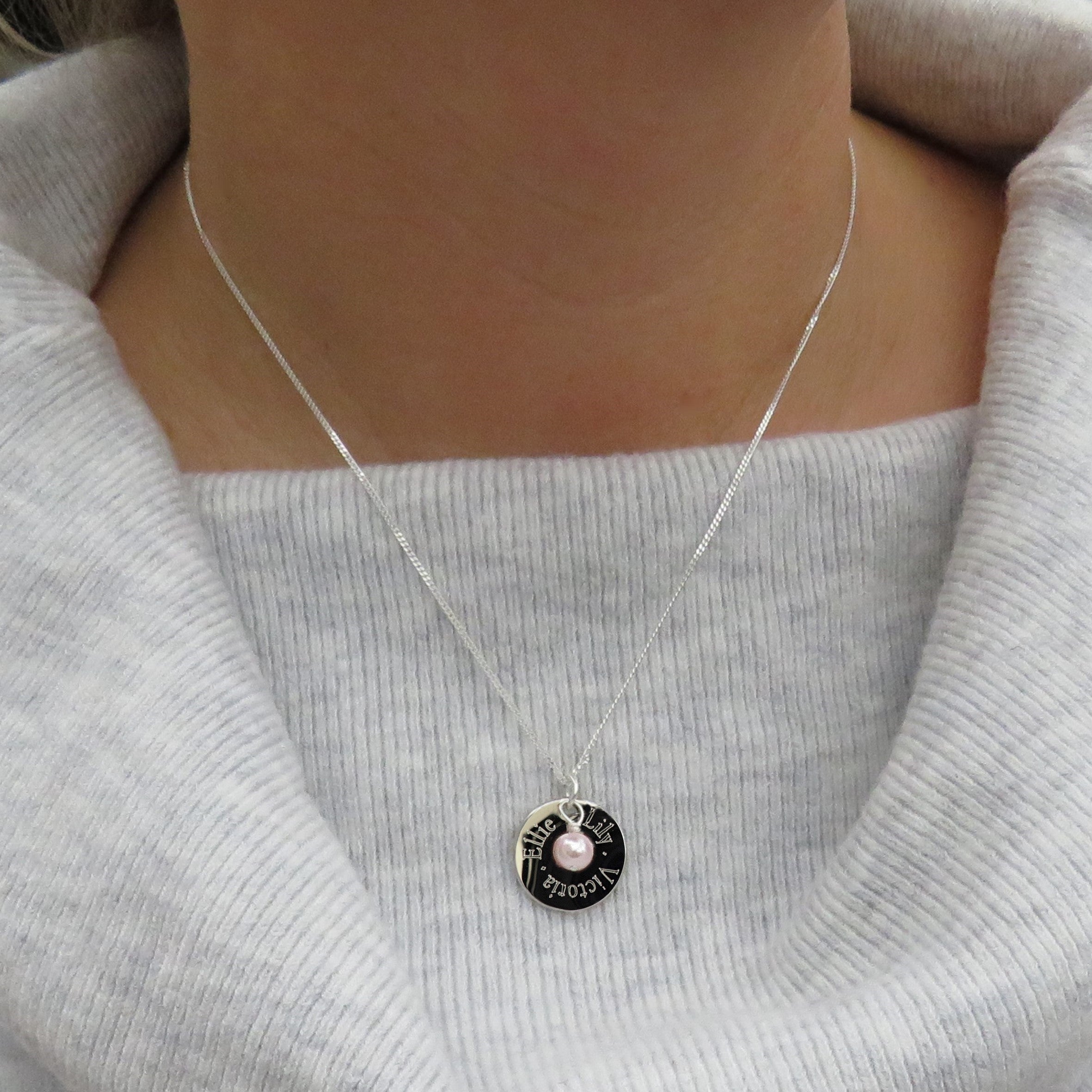 Personalised Edge Necklace & Ivory Pearl